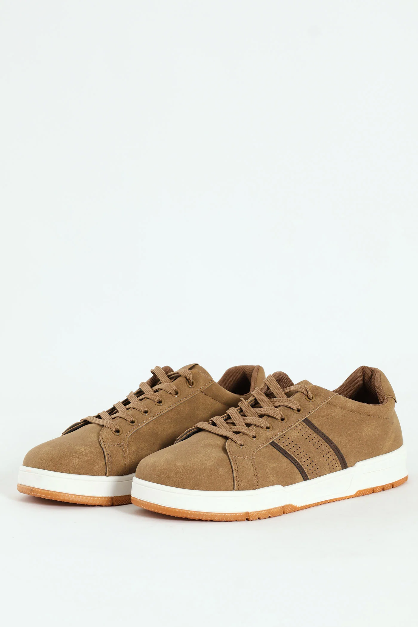 Lace Up Sneaker With Side Stripe - Taupe - Image 4