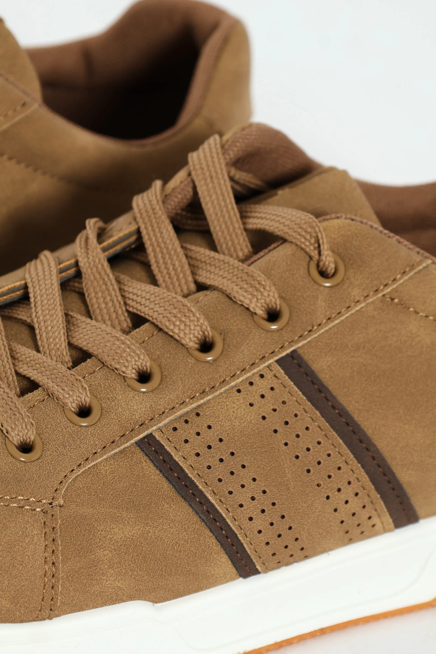 Lace Up Sneaker With Side Stripe - Taupe - Image 5