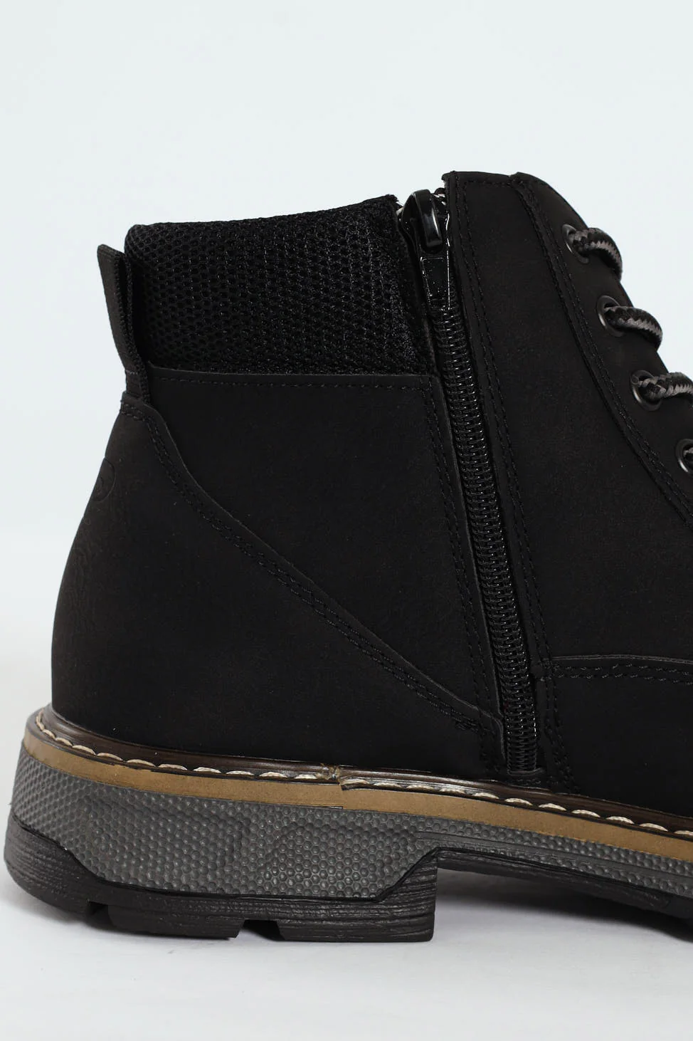 Lace Up Worker Boot - Black - Image 2