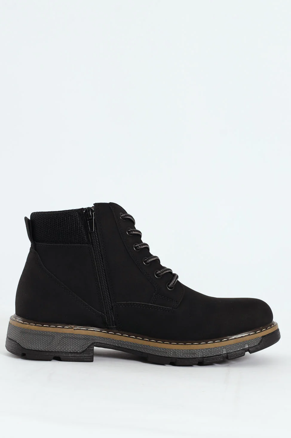 Lace Up Worker Boot - Black - Image 6