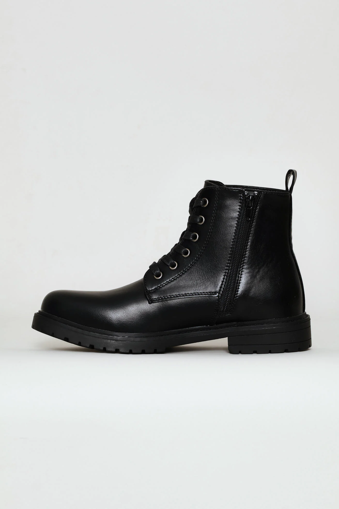 Lace Up Worker Boot - Black - Image 4