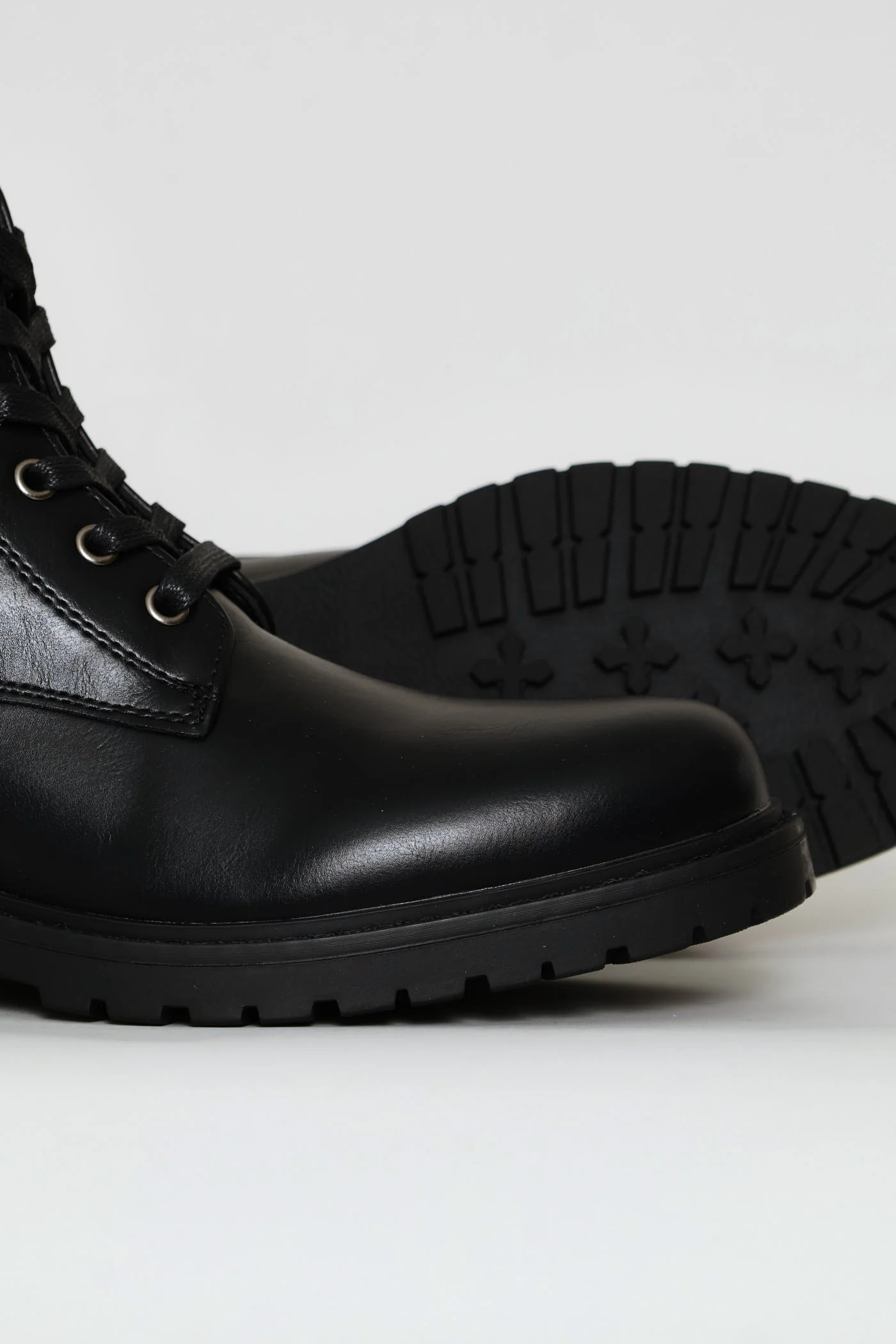 Lace Up Worker Boot - Black - Image 5
