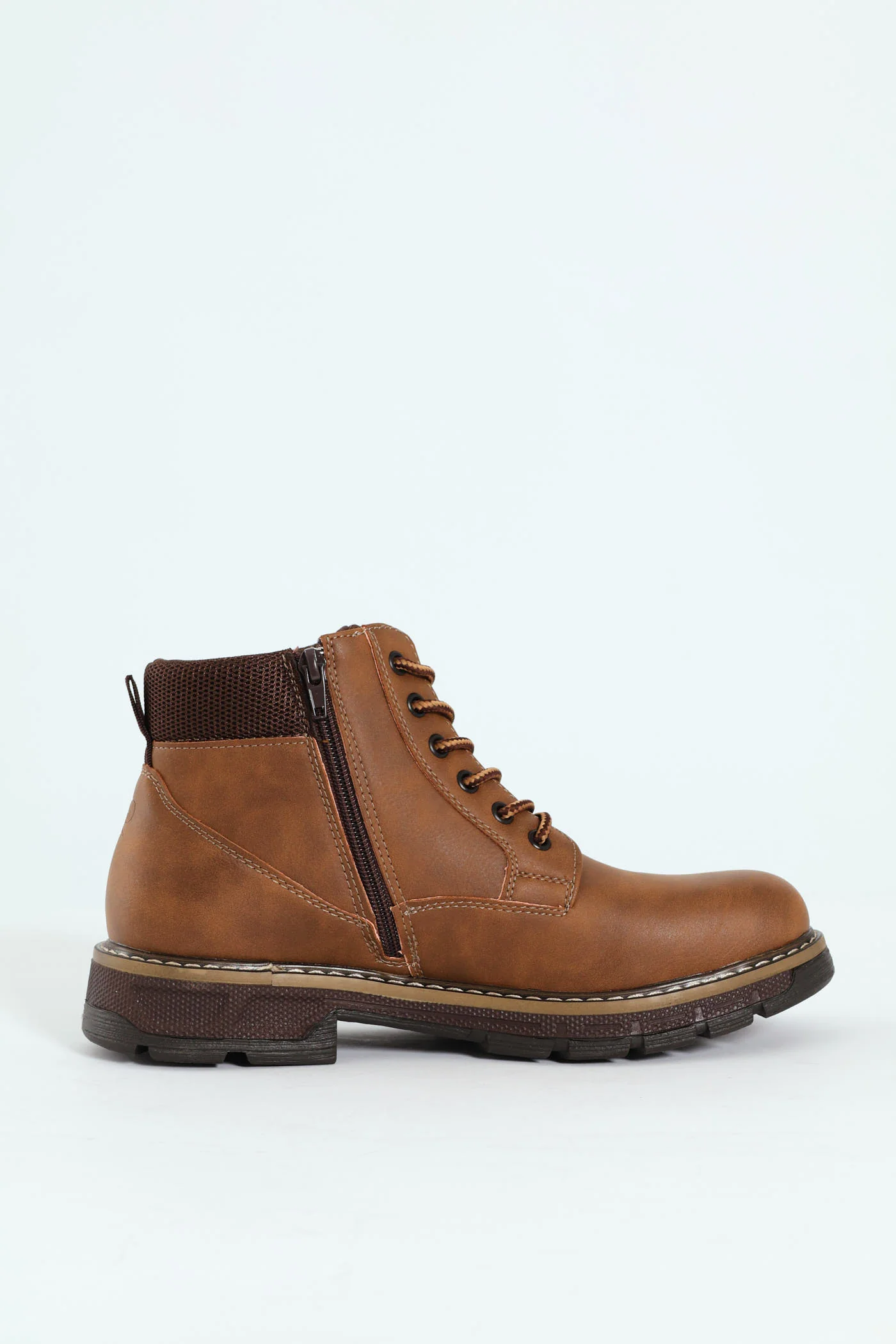 Lace Up Worker Boot - Brown - Image 4