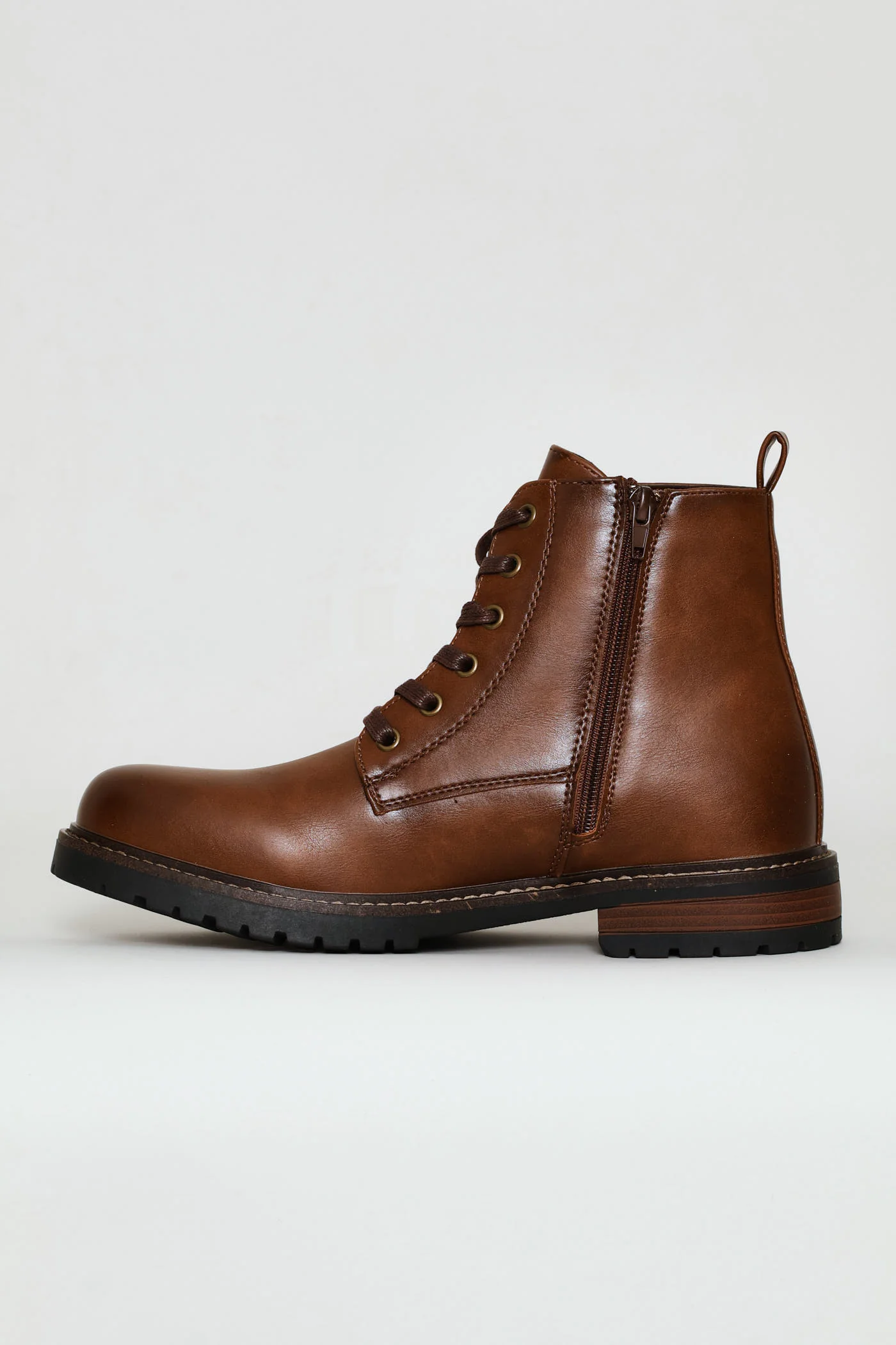 Lace Up Worker Boot - Brown - Image 4