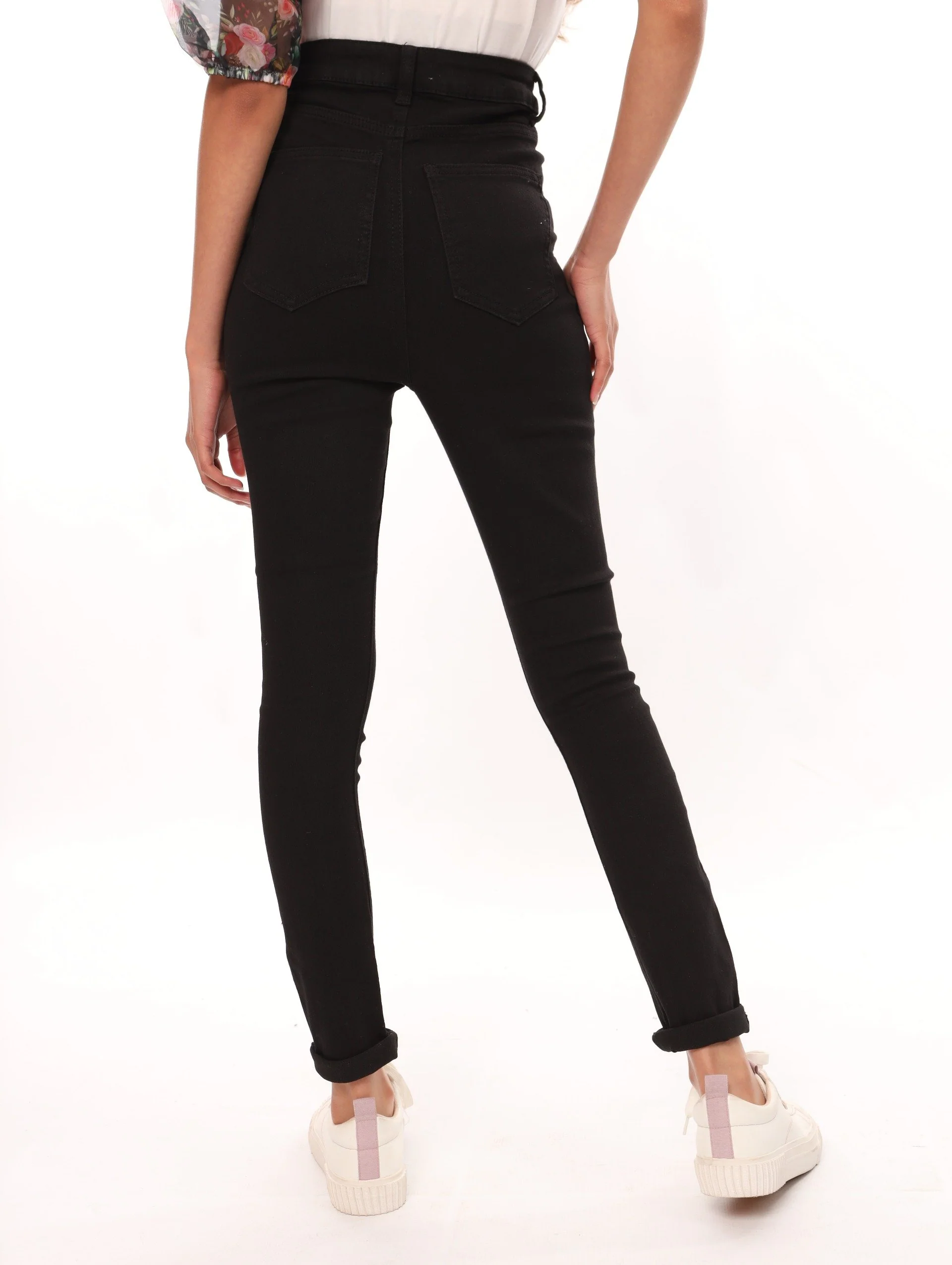 Ladies Black High Waist Skinny Denim Jean - Image 3