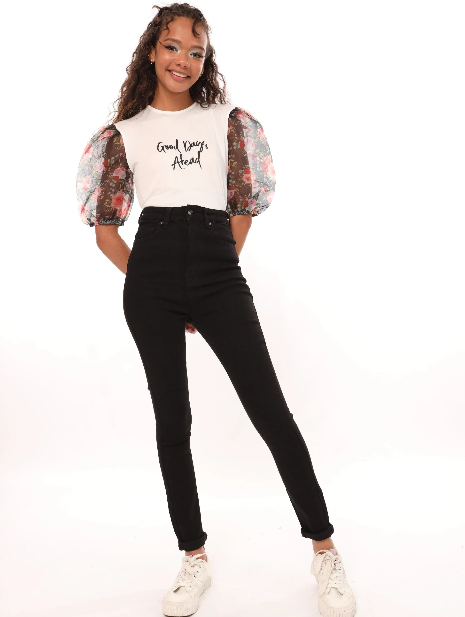 Ladies Black High Waist Skinny Denim Jean - Image 4