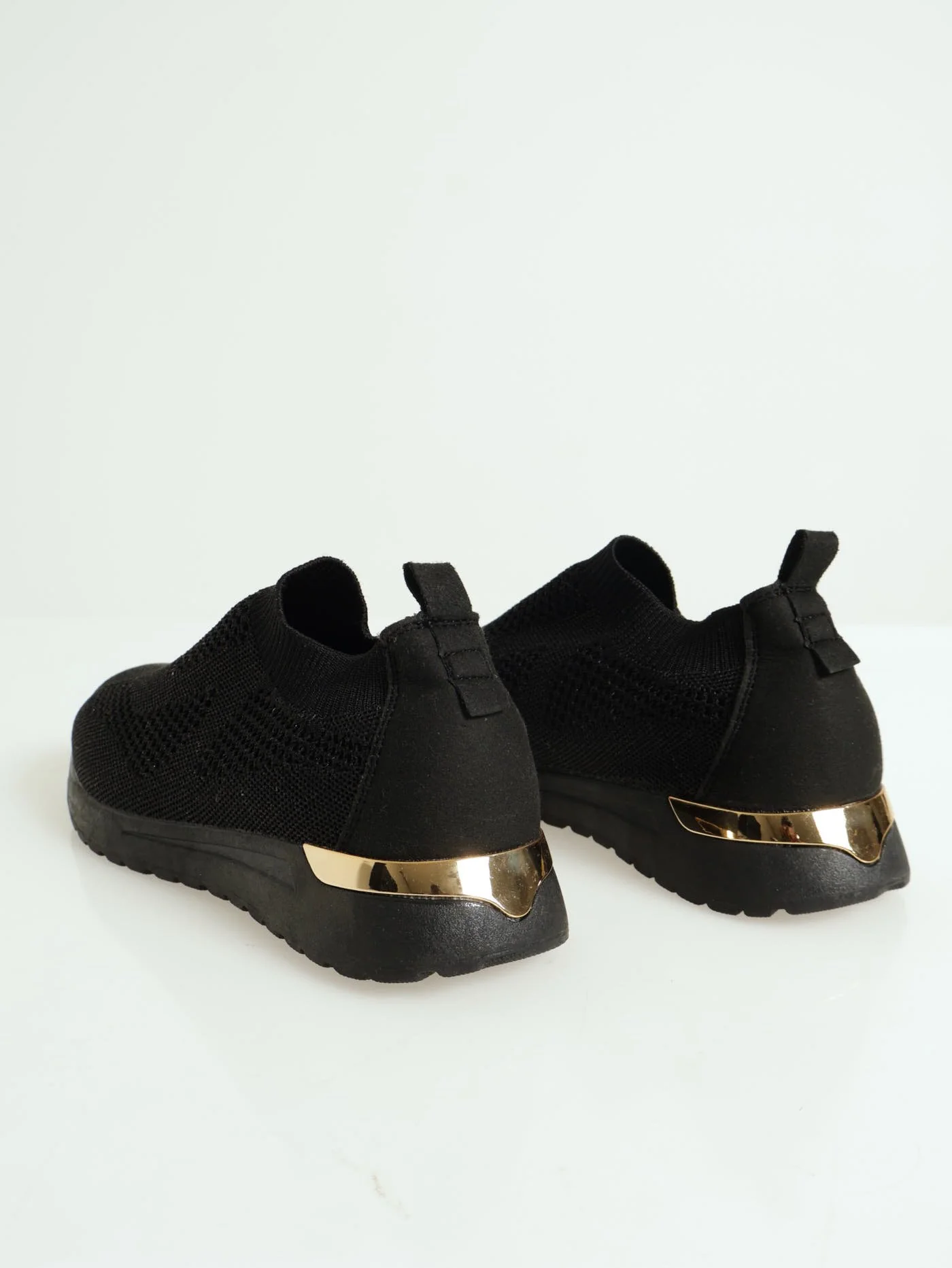 Ladies Gold Detail Slip On Sneaker - Black - Image 2