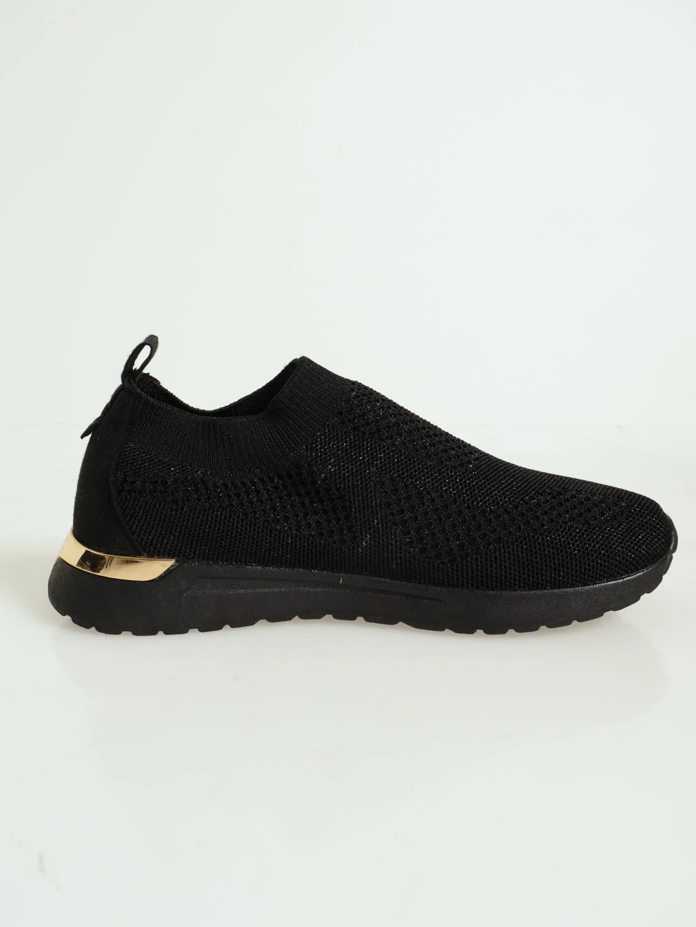Ladies Gold Detail Slip On Sneaker - Black - Image 3
