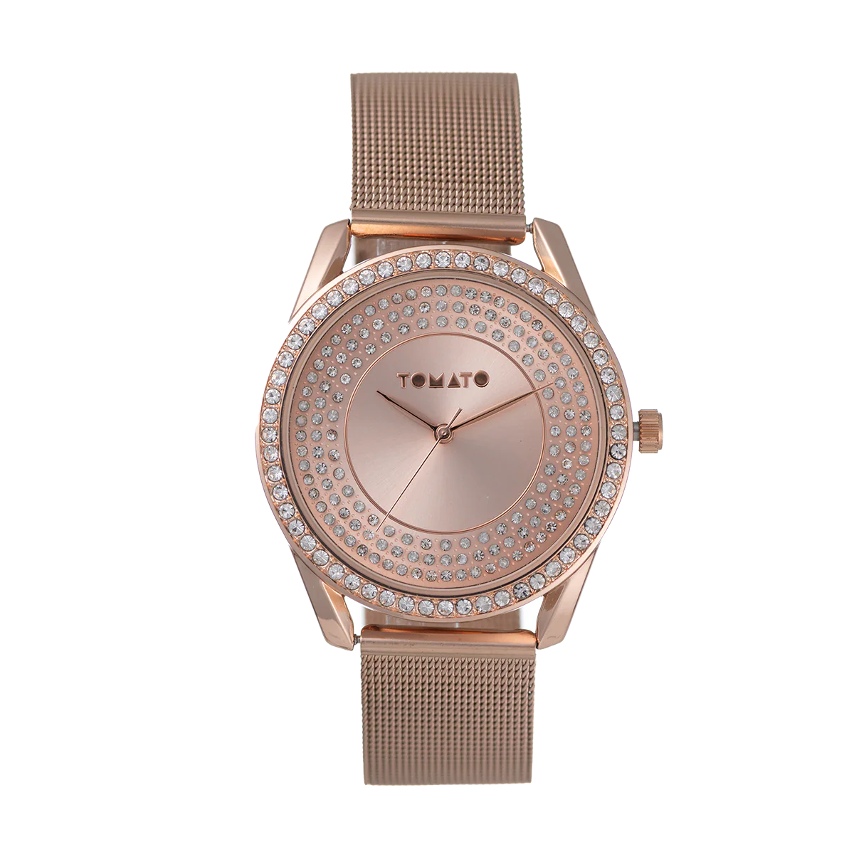 Ladies Rose Gold Mesh Band Watch & Necklace Set - Image 2