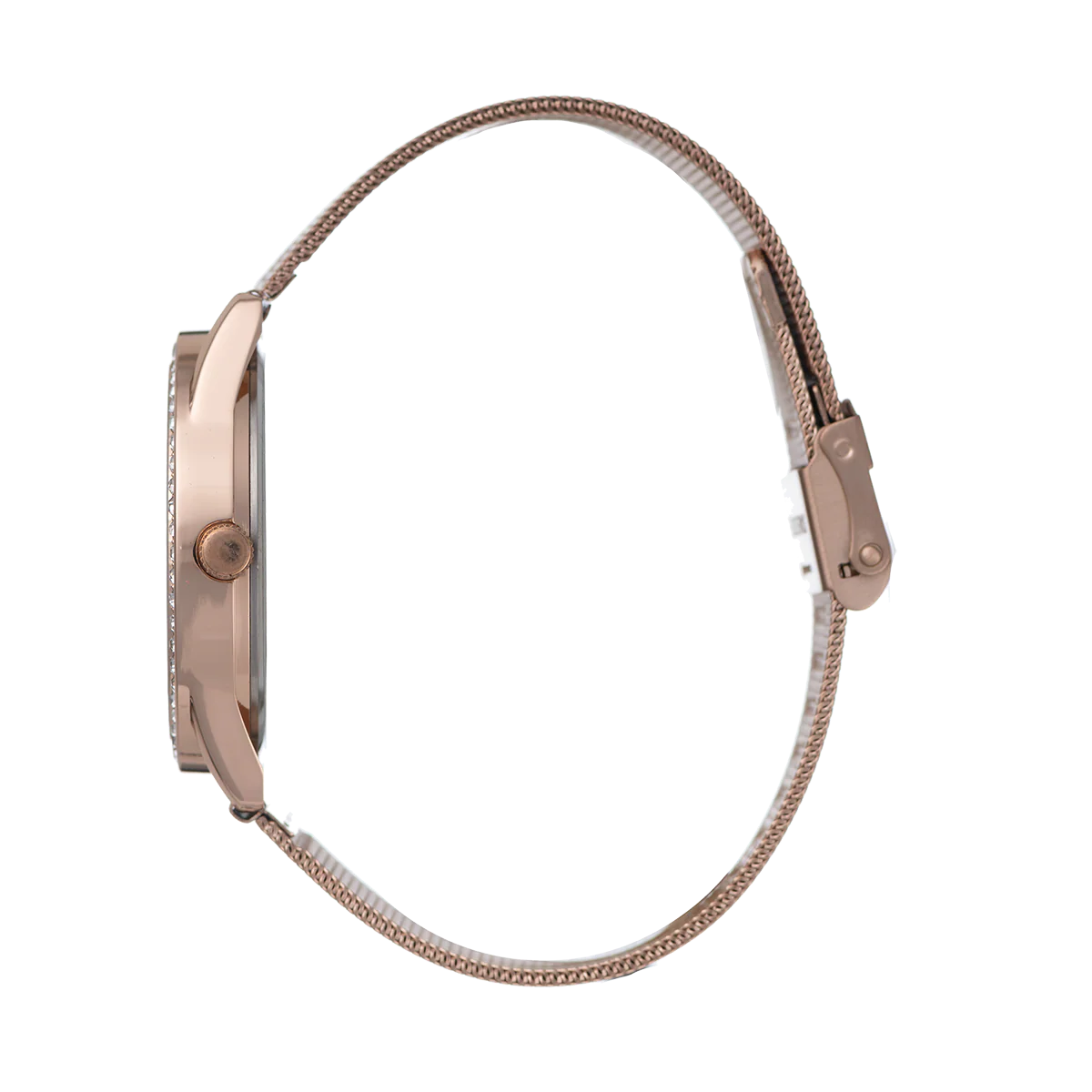 Ladies Rose Gold Mesh Band Watch & Necklace Set - Image 3