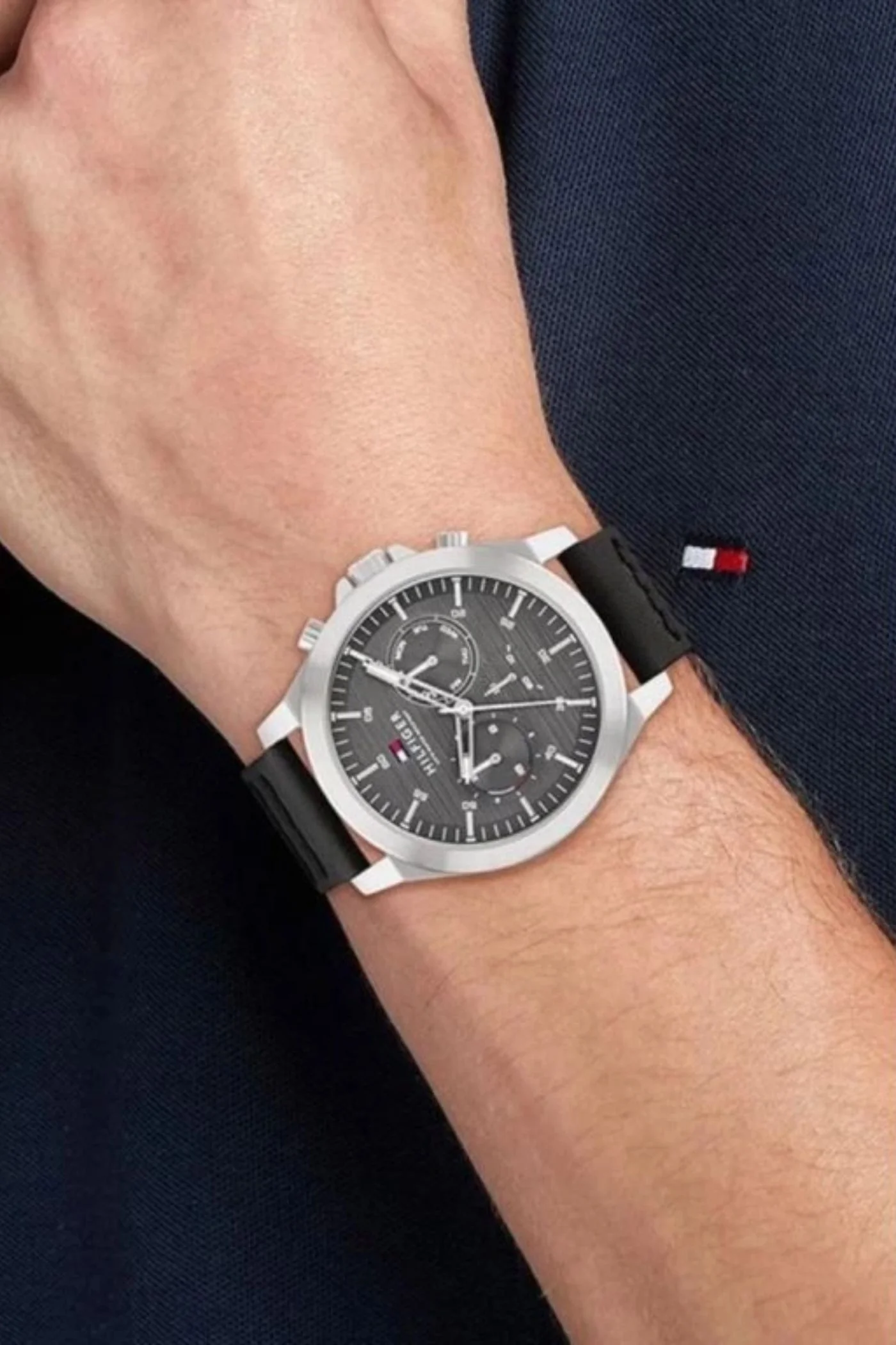 Lance Mens Leather Quartz Watch - Grey - Image 2