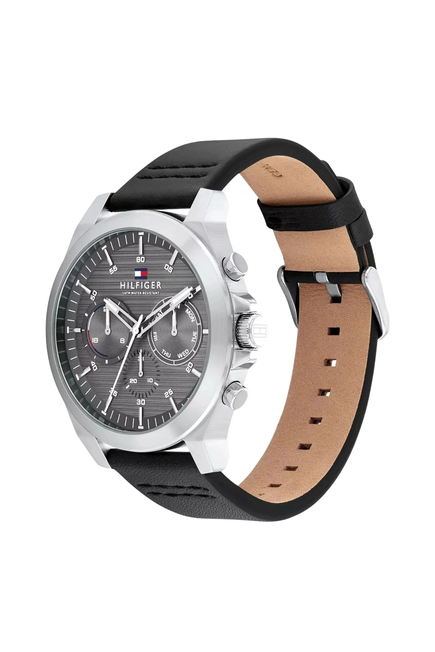 Lance Mens Leather Quartz Watch - Grey - Image 3