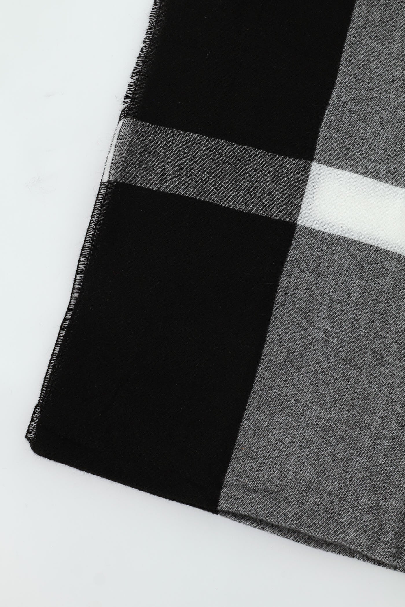Large Check Tassel Scarf - Black/Cream - Image 2