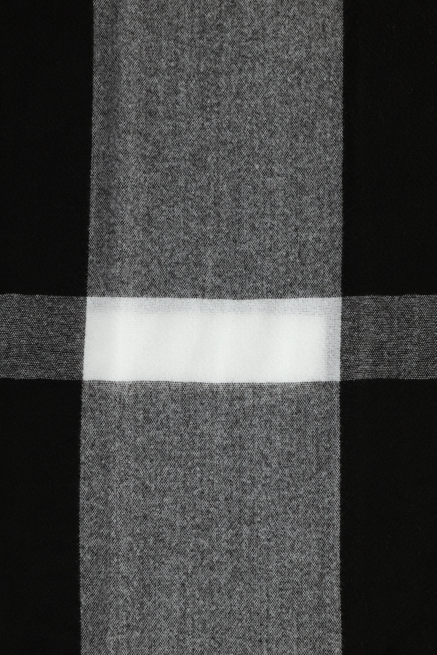 Large Check Tassel Scarf - Black/Cream - Image 4