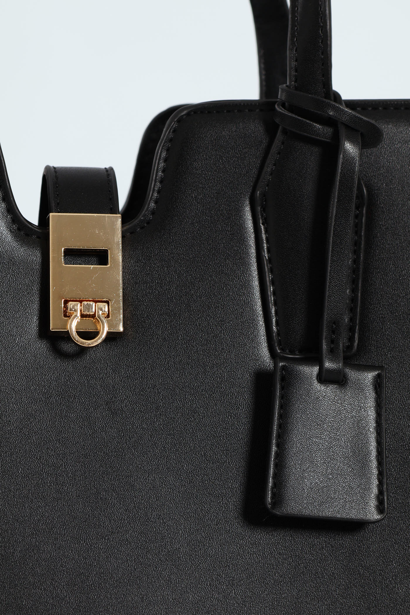 Large Gold Clasp Square Tote Bag - Black - Image 2