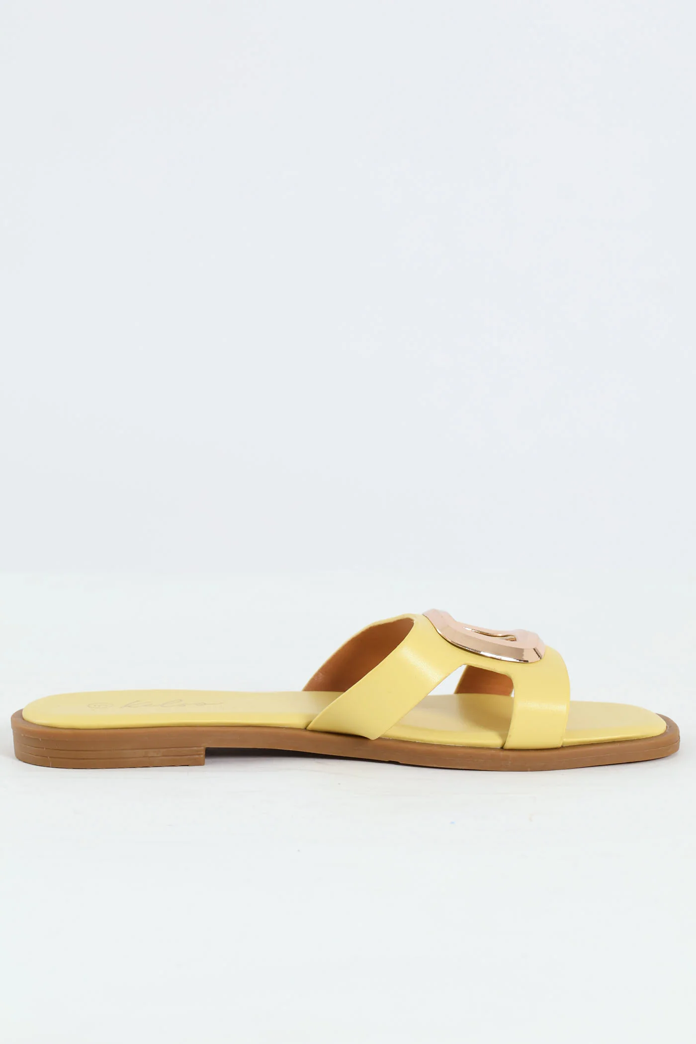 Large Oval Trim Single Band Mule Sandal - Lemon - Image 3