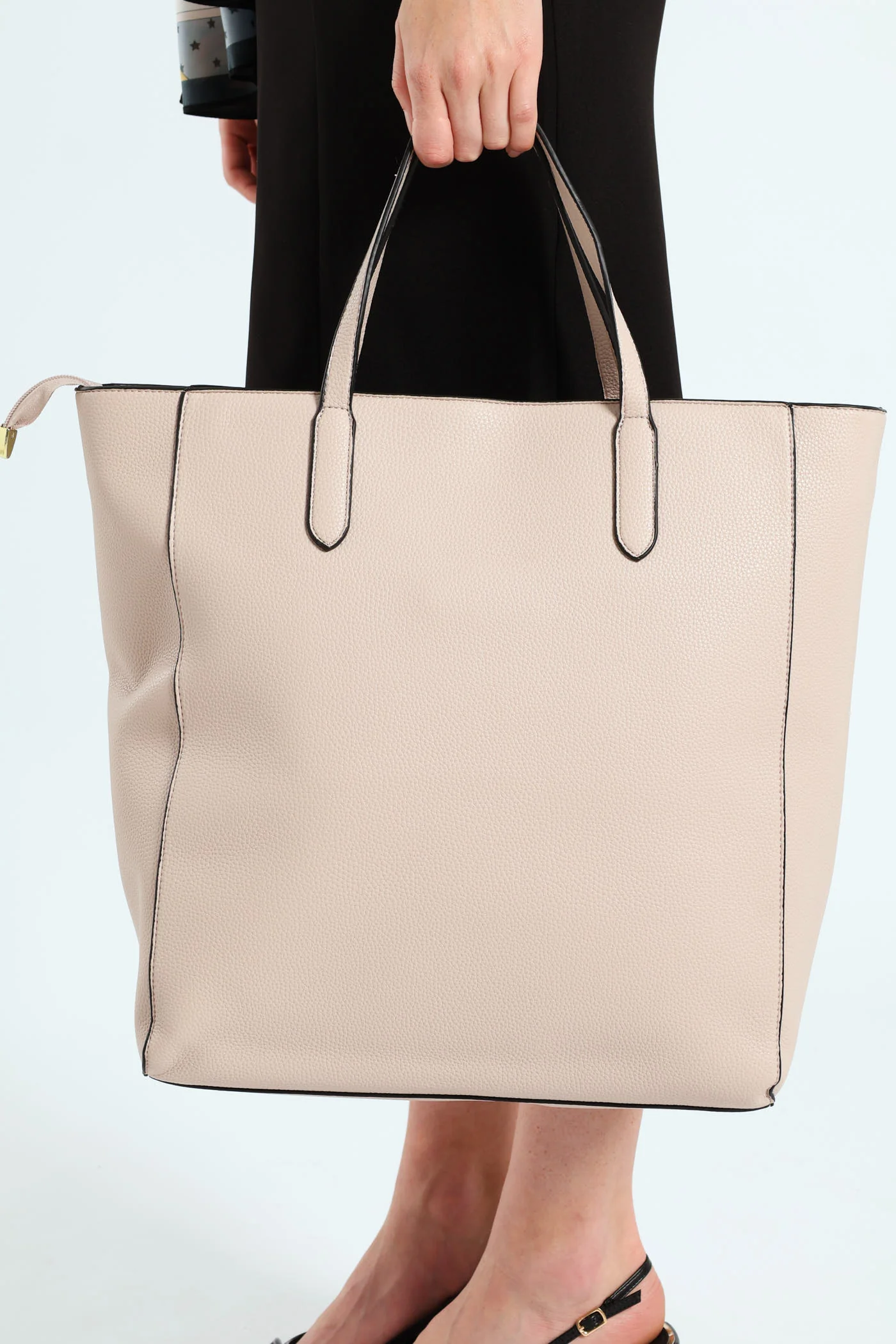 Large Plain Tote Bag - Cream - Image 2