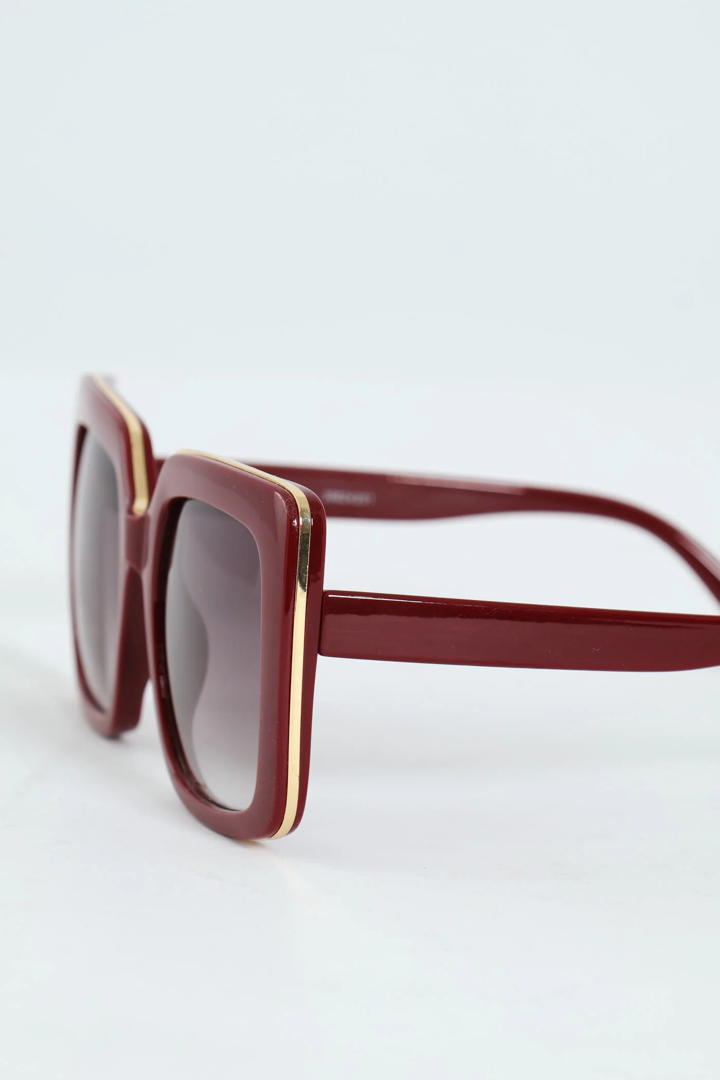 Large Square Smoke Gradient Sunglasses - Burgundy - Image 2