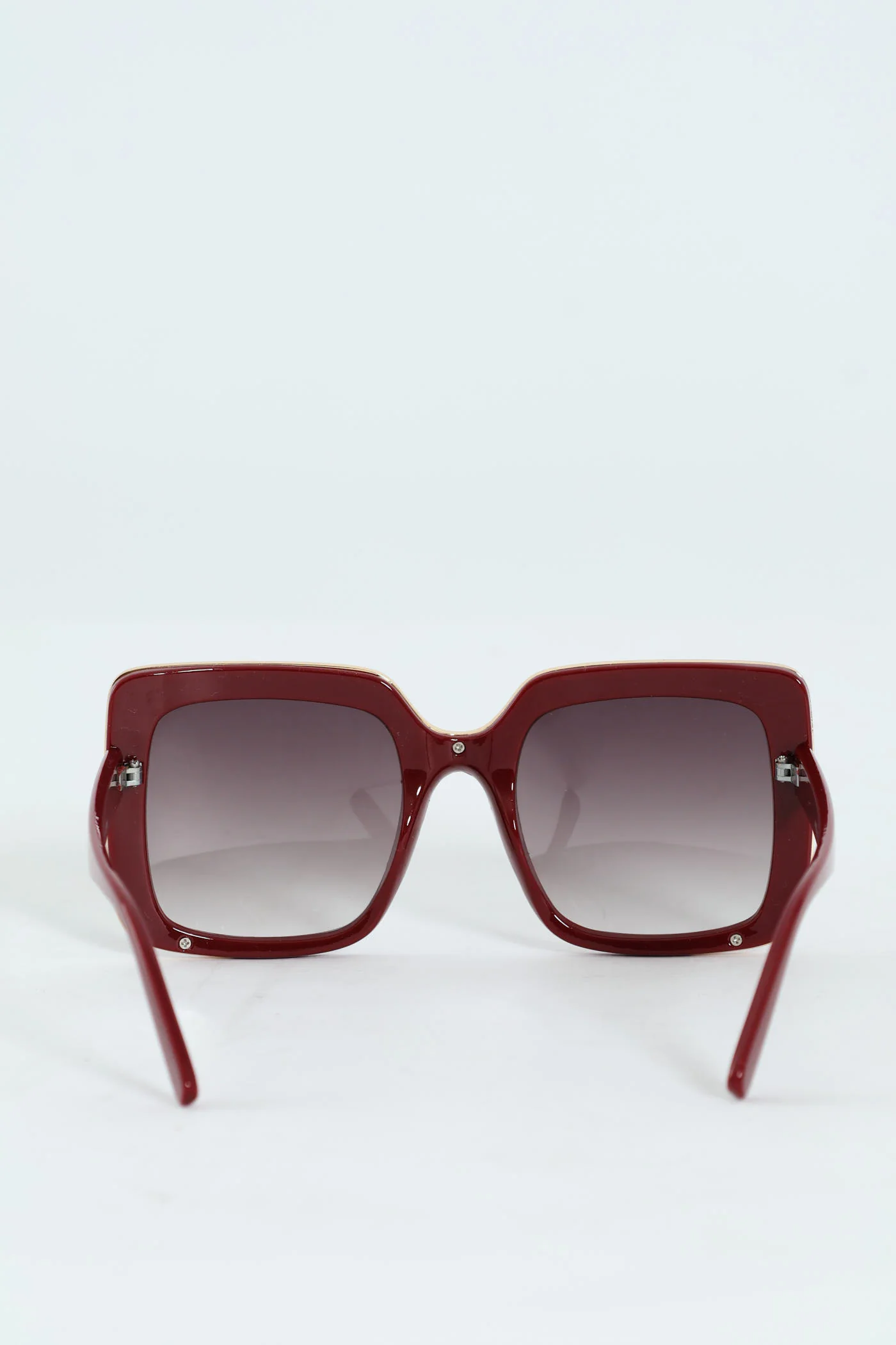 Large Square Smoke Gradient Sunglasses - Burgundy - Image 4