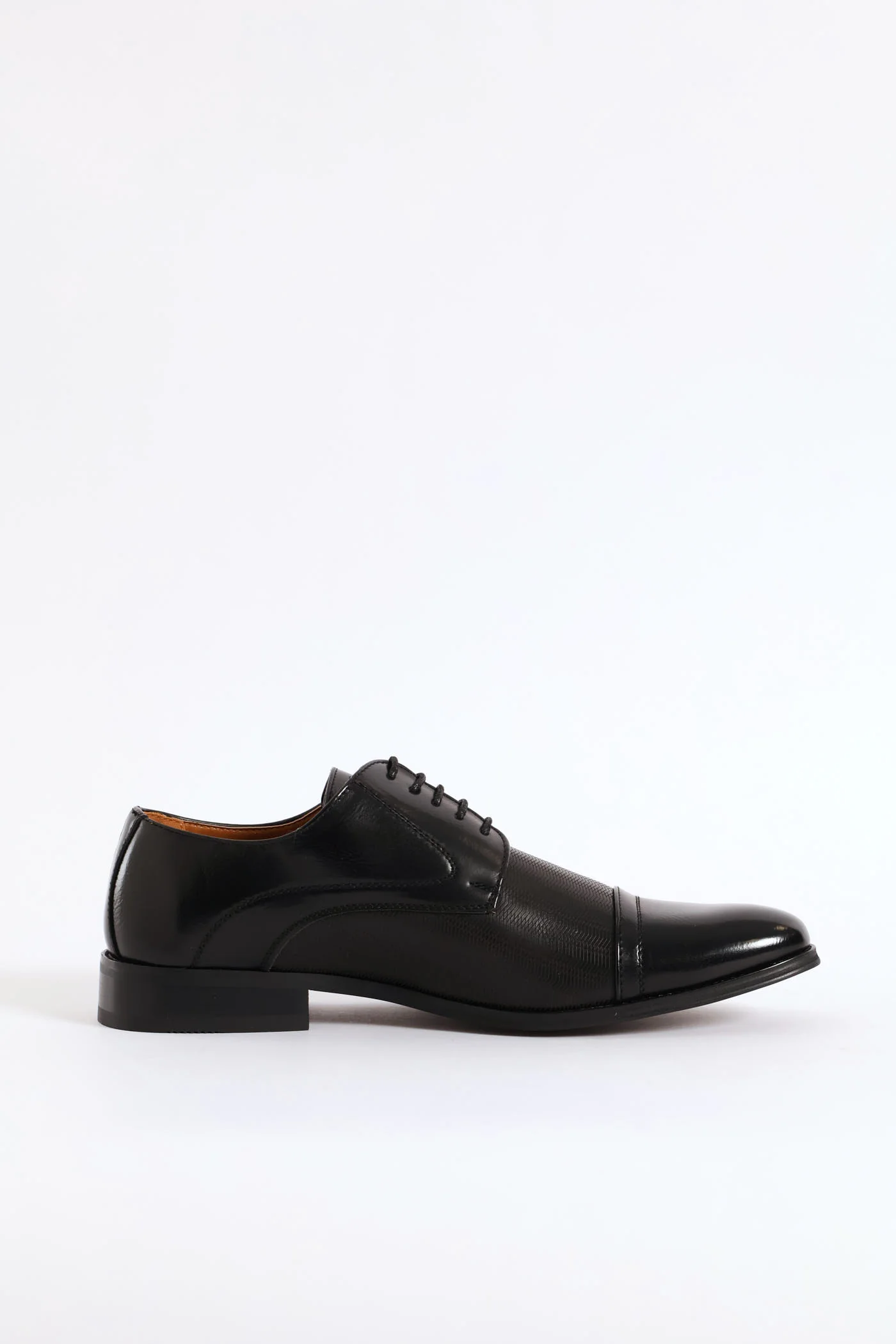 Laser Detail Toe Cap Derby Shoe - Black - Image 4
