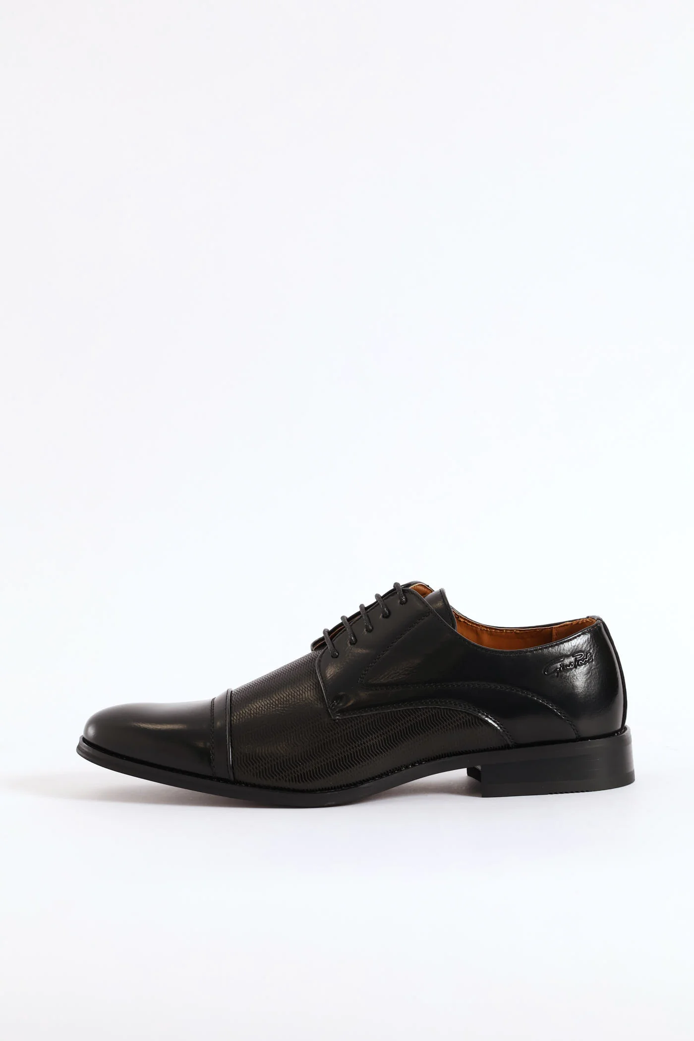 Laser Detail Toe Cap Derby Shoe - Black - Image 5