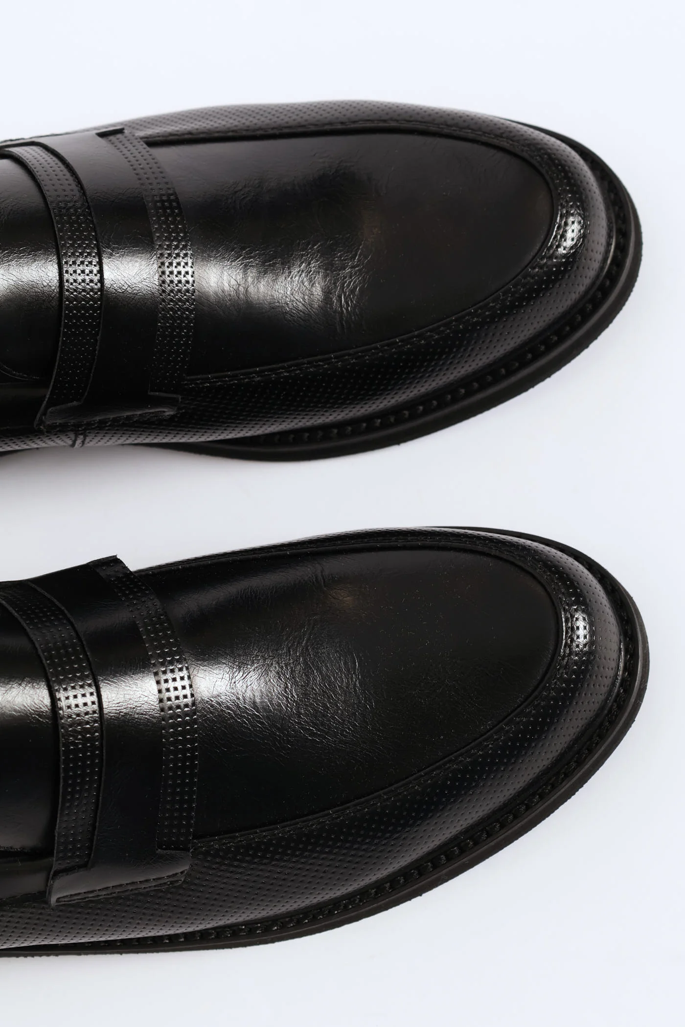 Laser Punched Detail Double Banded Upper Slip On - Black - Image 2