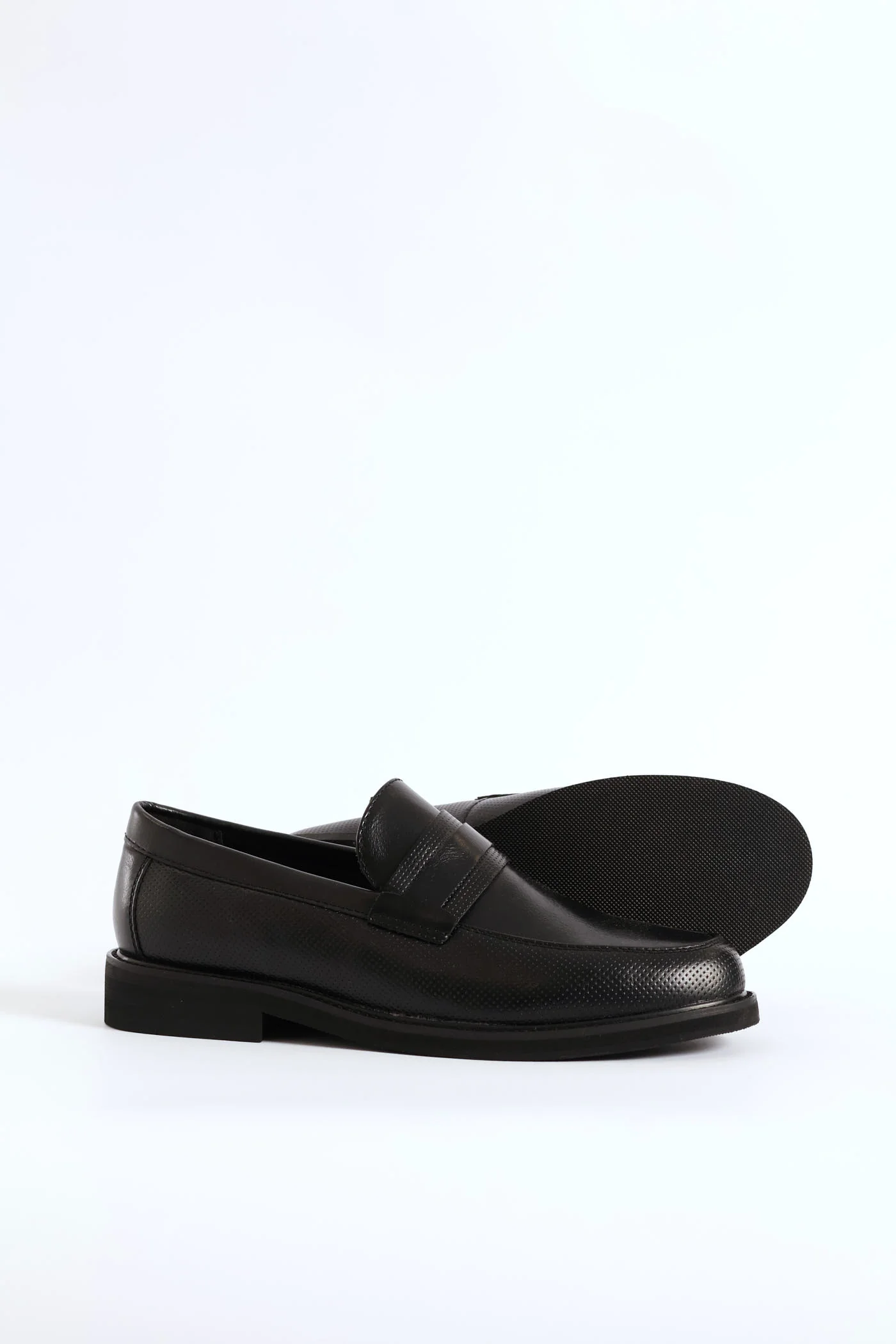 Laser Punched Detail Double Banded Upper Slip On - Black - Image 4