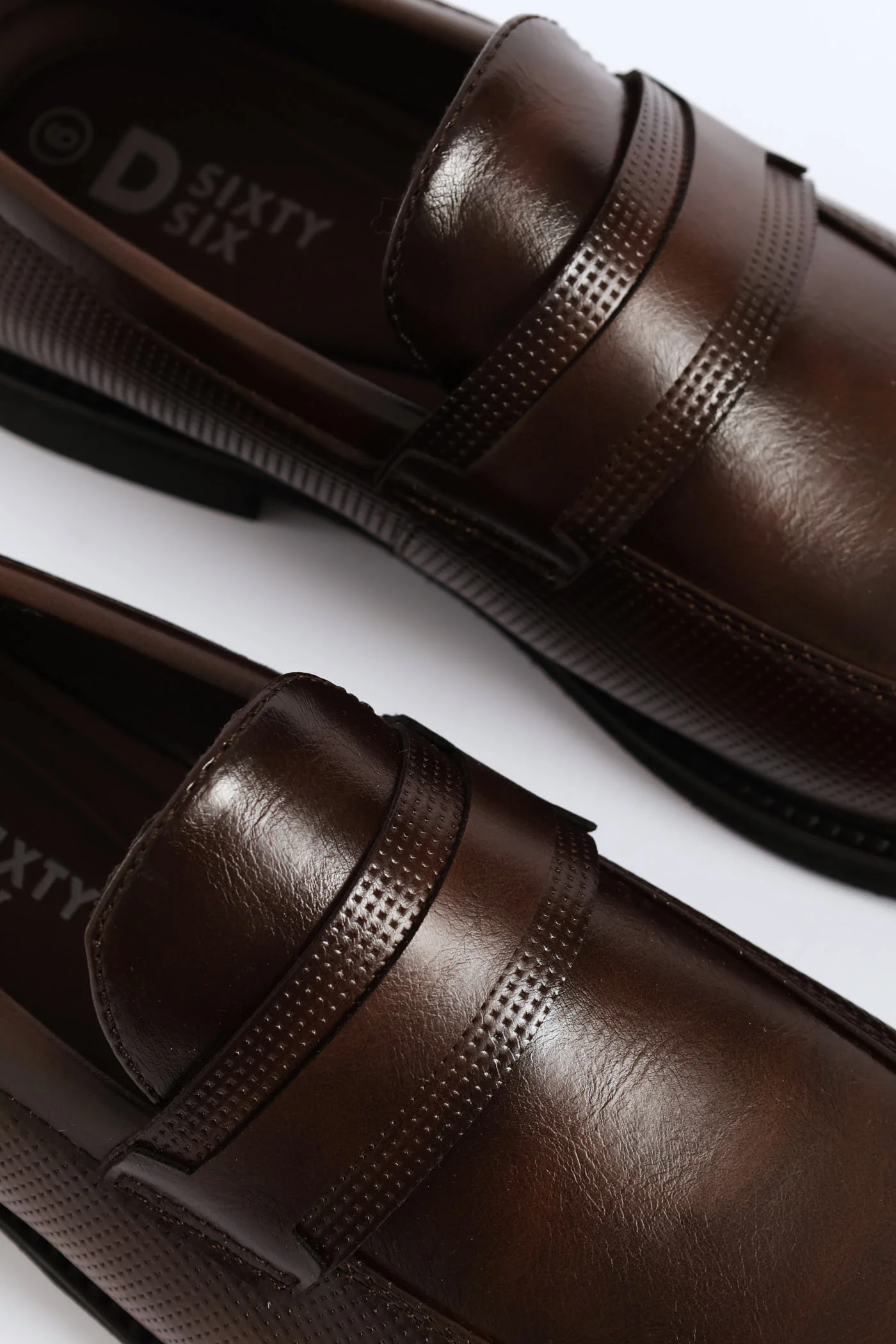 Laser Punched Detail Double Banded Upper Slip On - Chocolate - Image 2