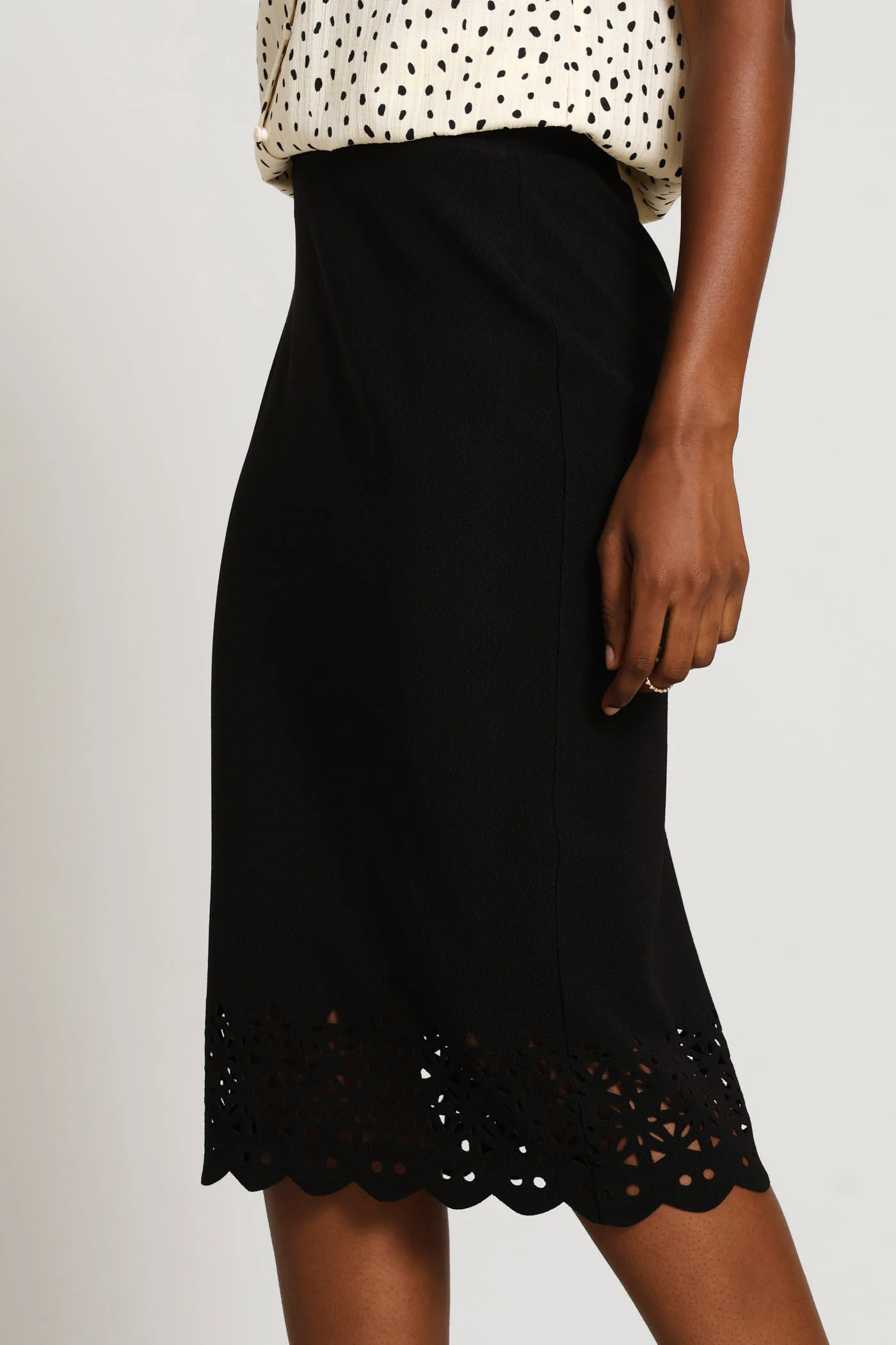 Lasercut Pencil Skirt - Black - Image 4