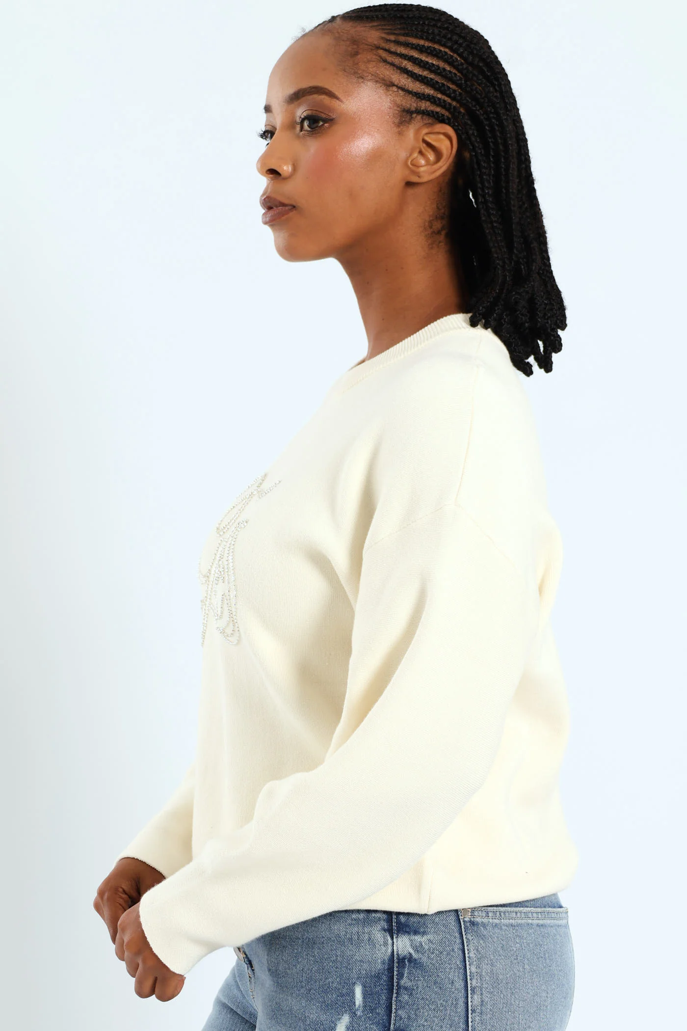 Laura Logo Sweater - Cream - Image 3