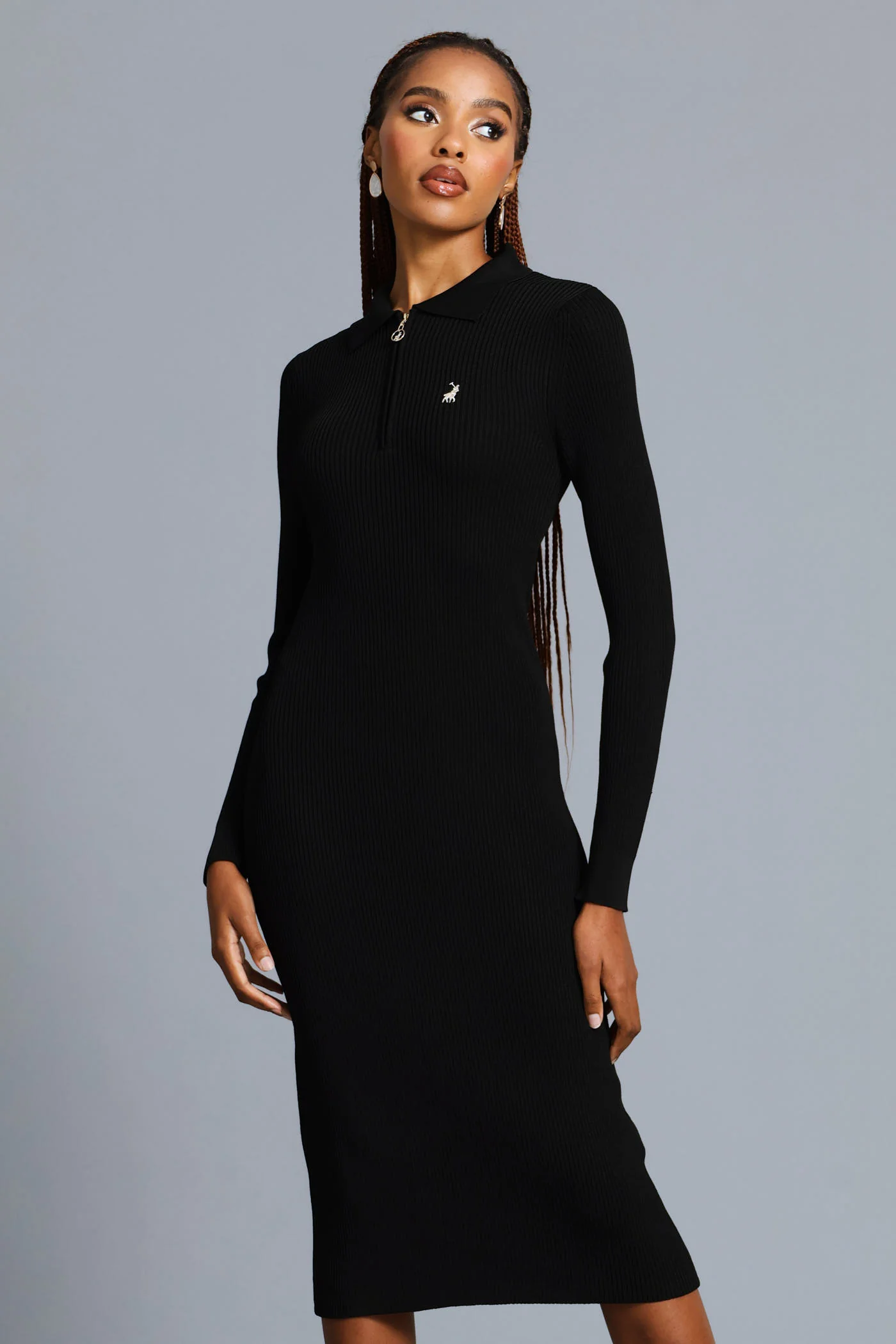 Laya Long Sleeve Knit Dress - Black - Image 3