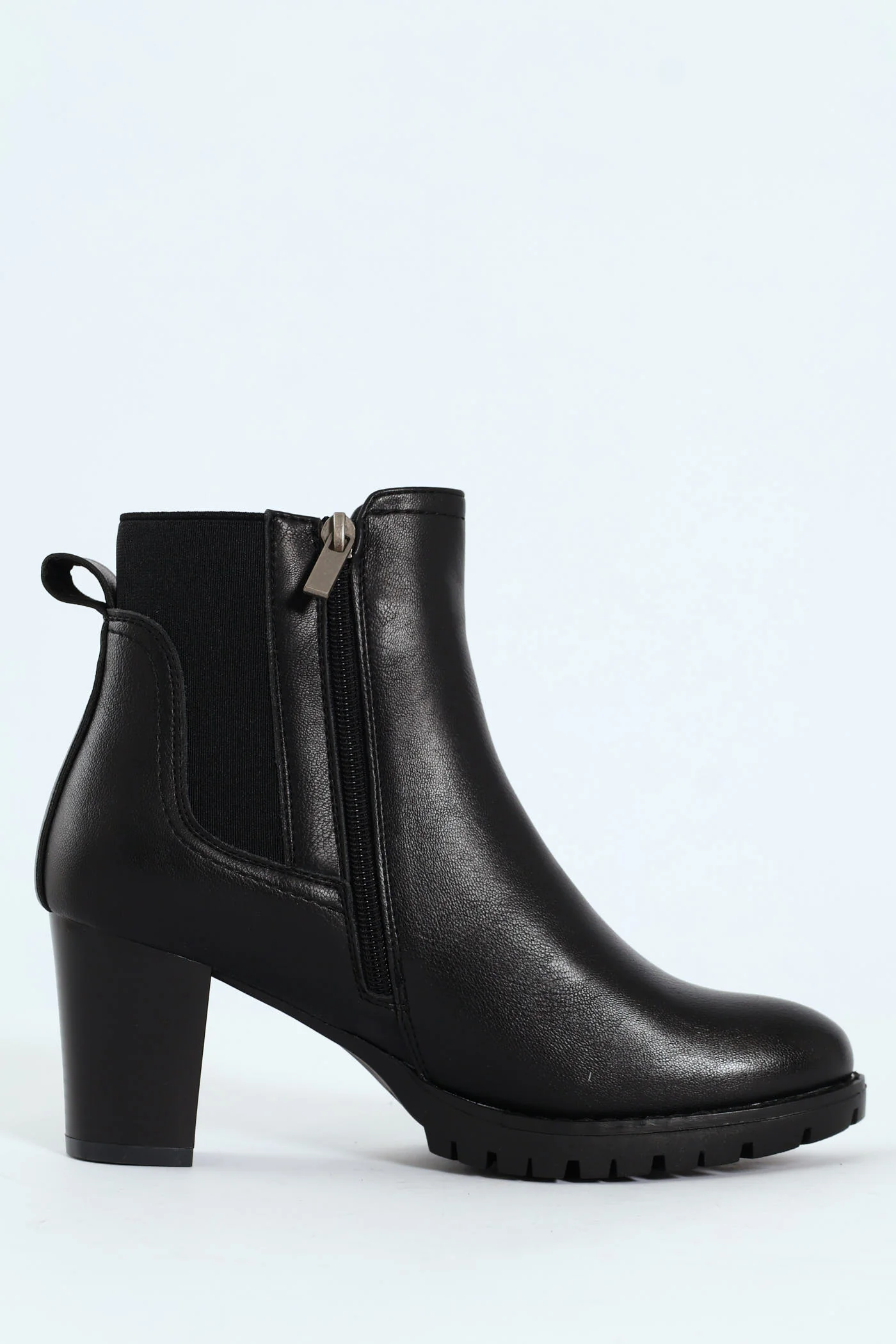 Layla Block Heel Platform Ankle Boot - Black - Image 4