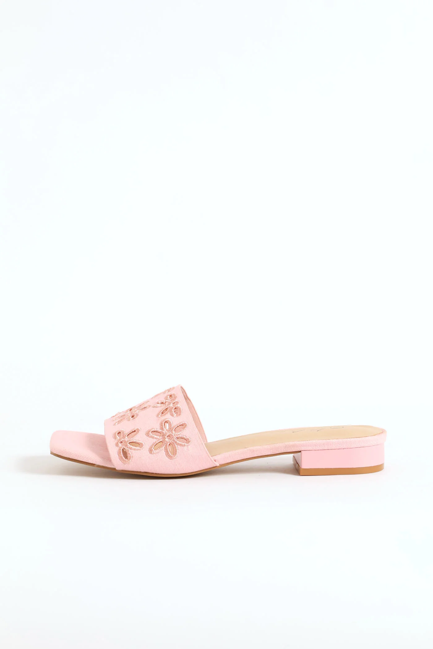 Lazer Cut Flower Single Band Mule Sandal - Pink - Image 4