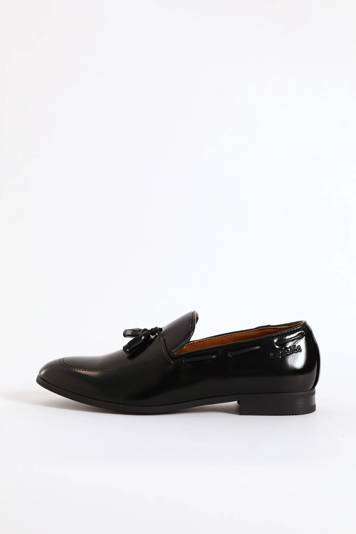 Lazer Punched Detail Tassel Loafer - Black - Image 5