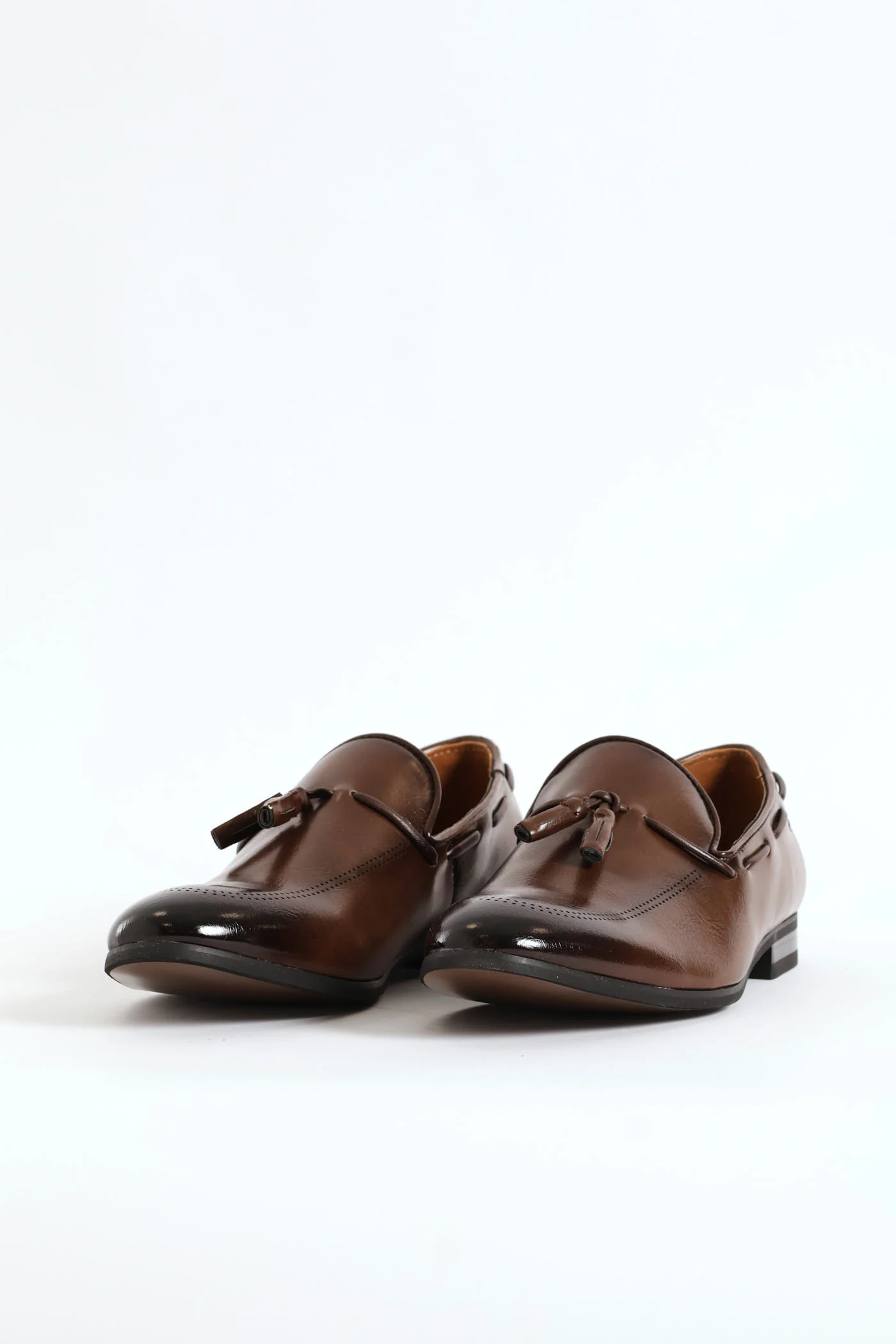 Lazer Punched Detail Tassel Loafer - Brown - Image 4