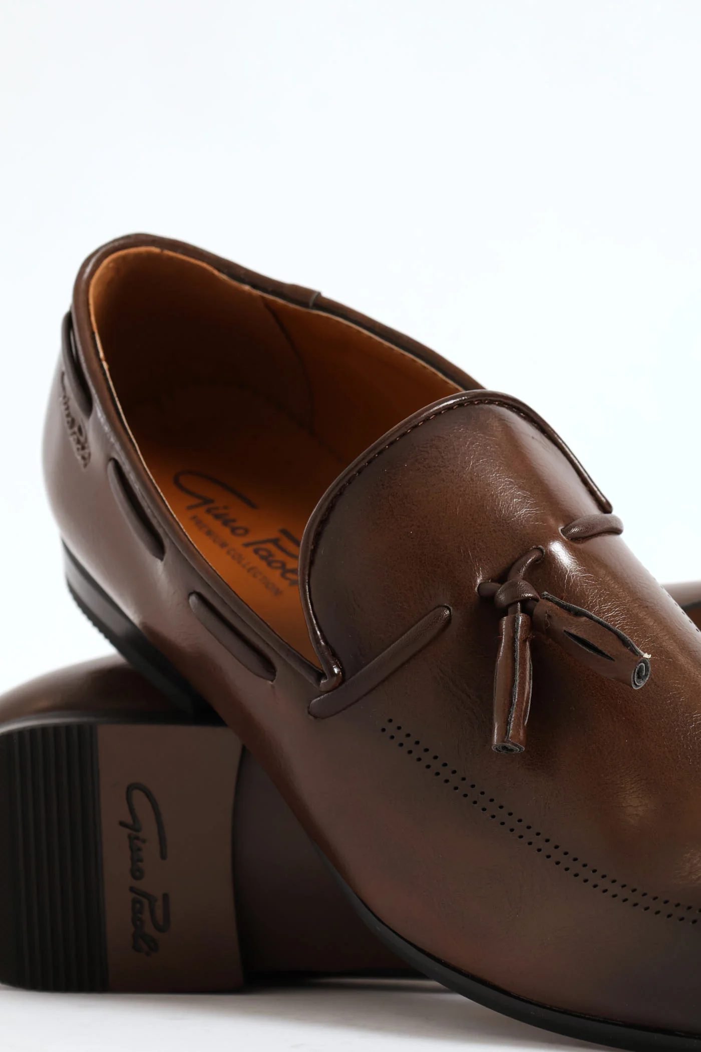 Lazer Punched Detail Tassel Loafer - Brown - Image 6