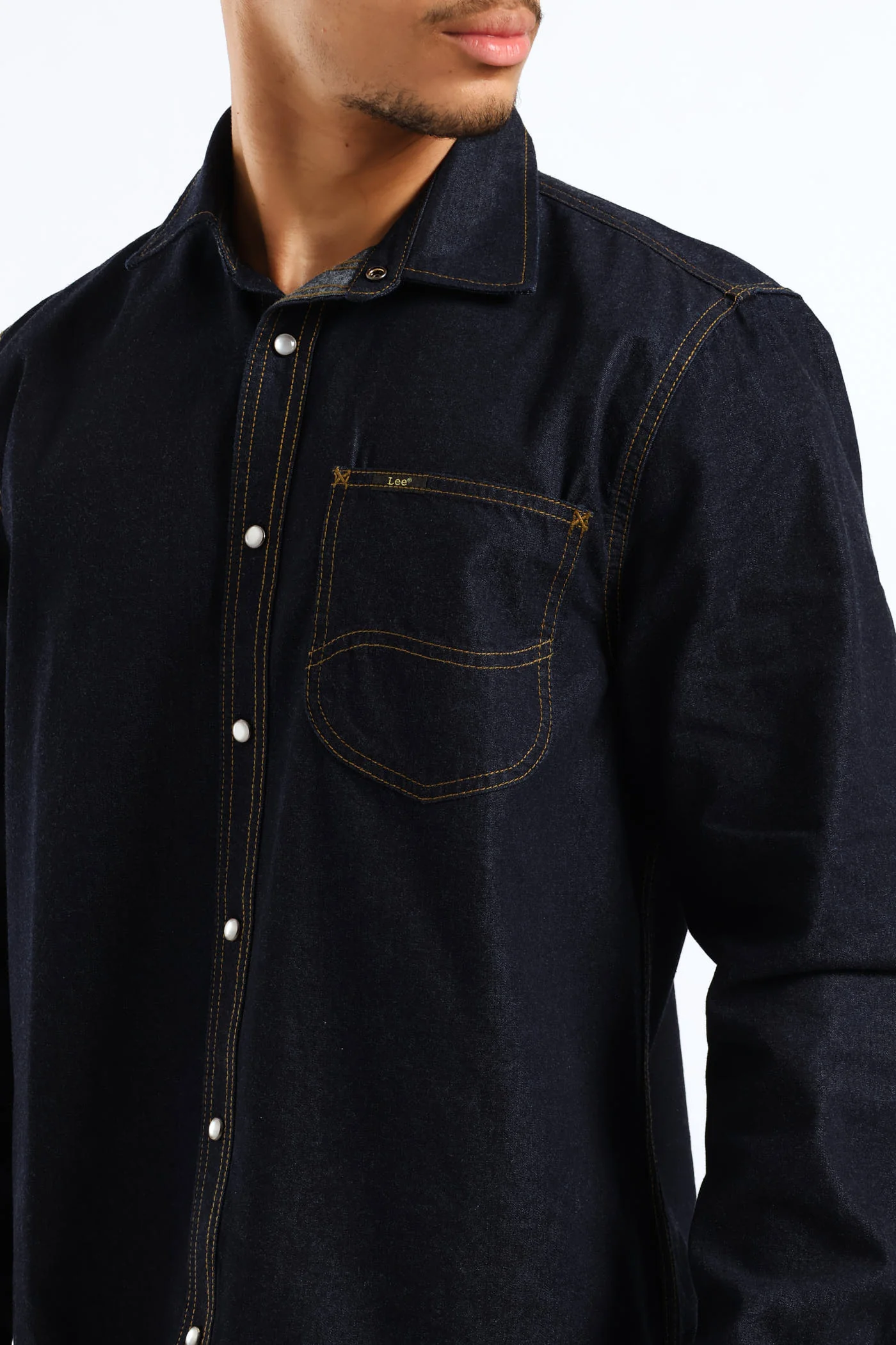 Lazy Denim Long Sleeve Shirt - Dark Indigo - Image 2