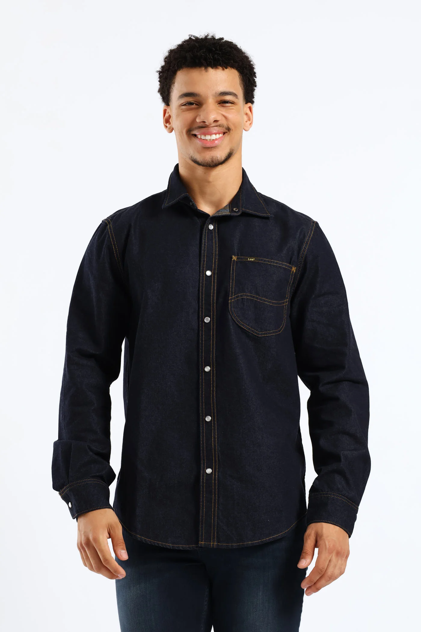 Lazy Denim Long Sleeve Shirt - Dark Indigo - Image 3