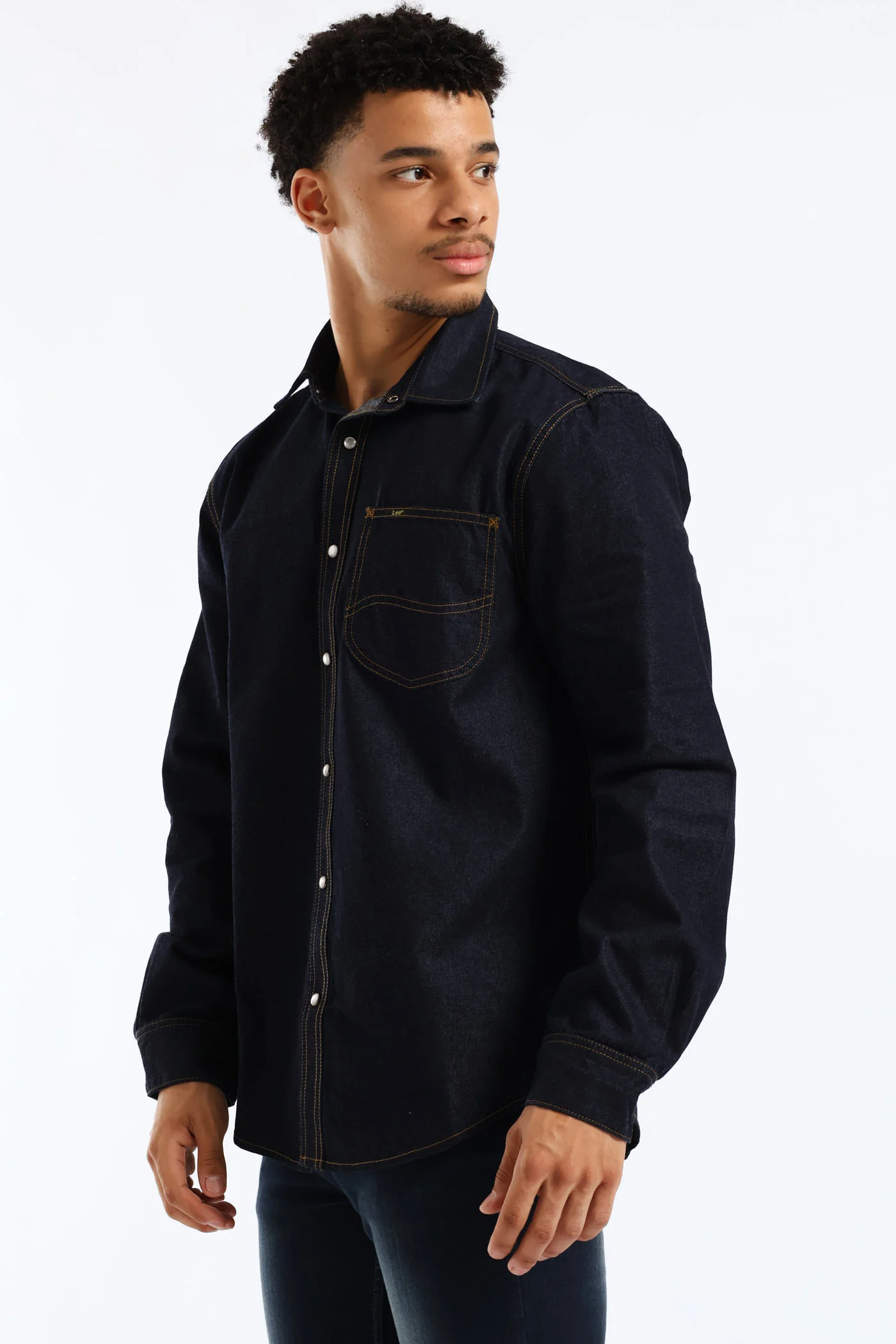 Lazy Denim Long Sleeve Shirt - Dark Indigo - Image 4