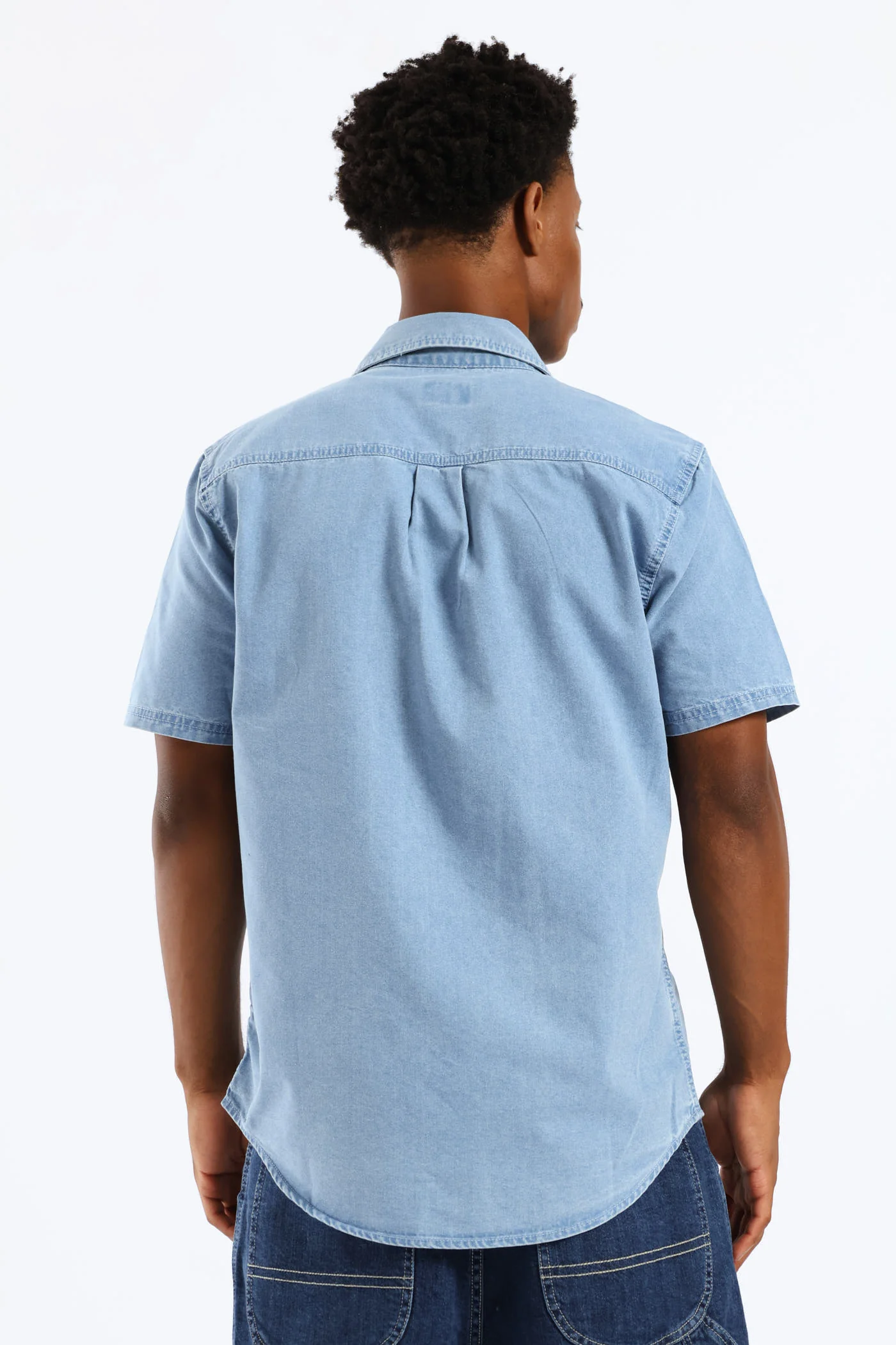 Lazy Denim Short Sleeve Shirt - Light Wash - Image 4