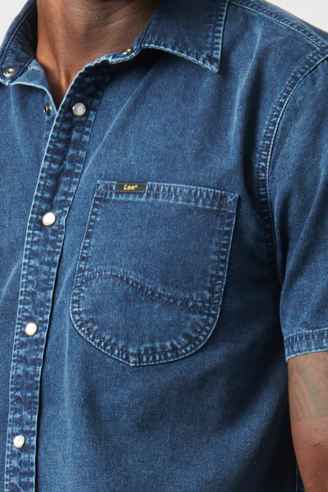 Lazy Denim Short Sleeve Shirt - Stonewash - Image 2