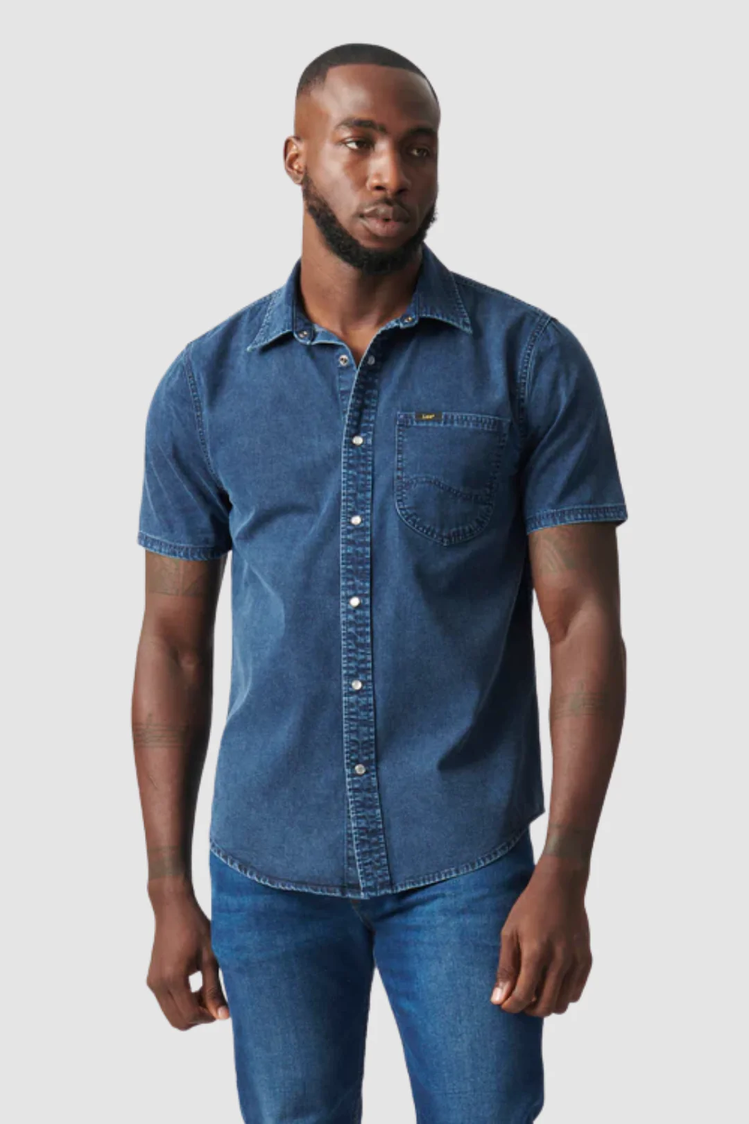 Lazy Denim Short Sleeve Shirt - Stonewash - Image 3
