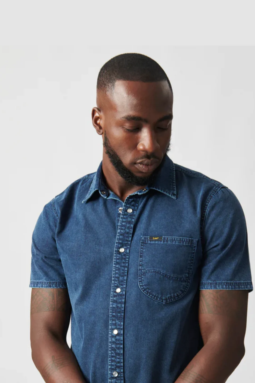Lazy Denim Short Sleeve Shirt - Stonewash - Image 5