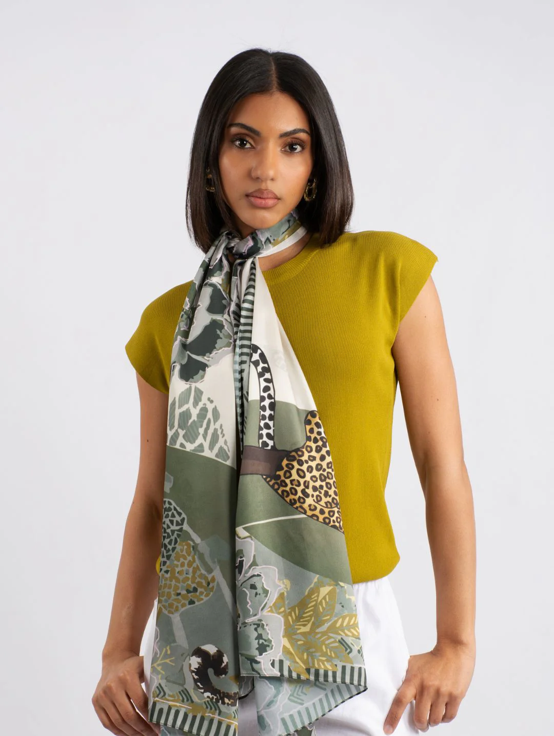 Lazy Leopard Rectangular Silk Touch Scarf - Multi - Image 3