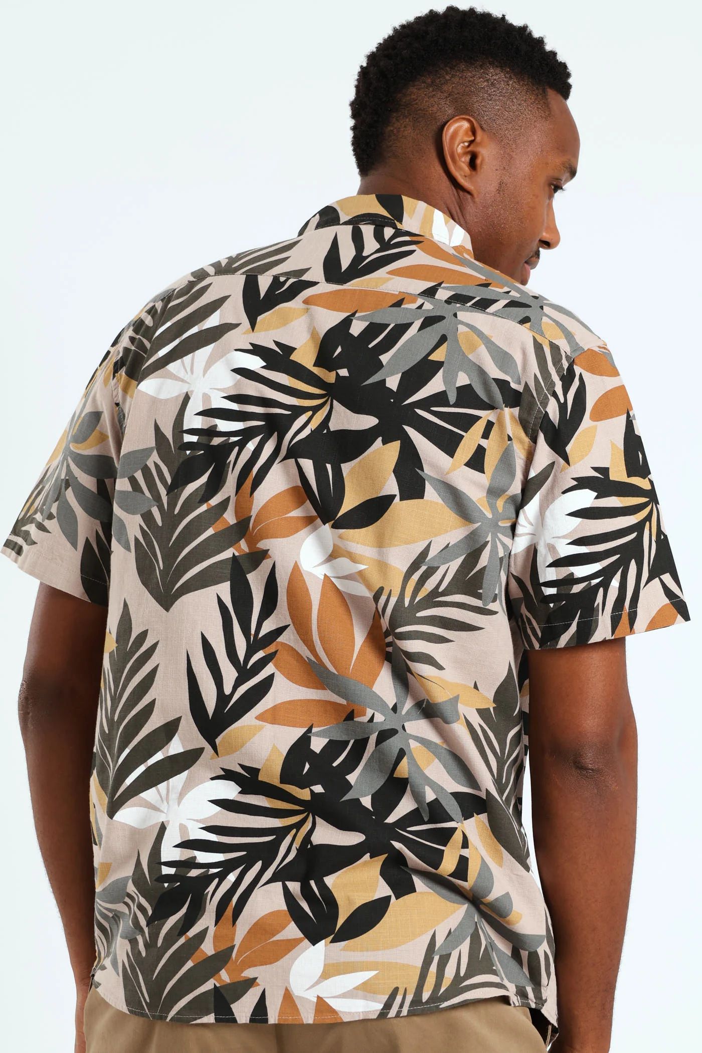 Leaf Print Shirt - Light Stone - Image 3