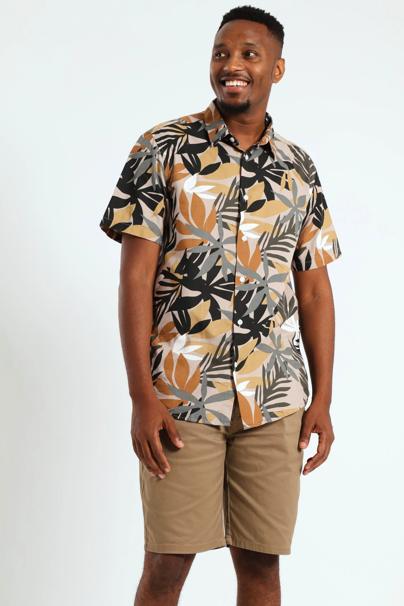 Leaf Print Shirt - Light Stone - Image 4