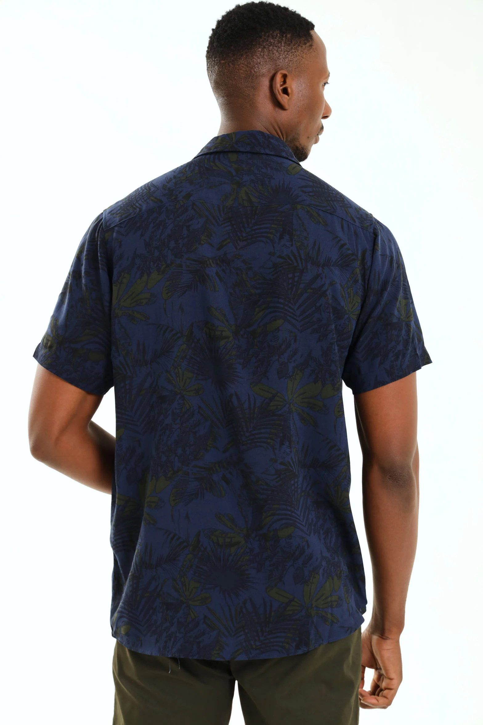 Leaf Print Shirt - Navy - Image 4