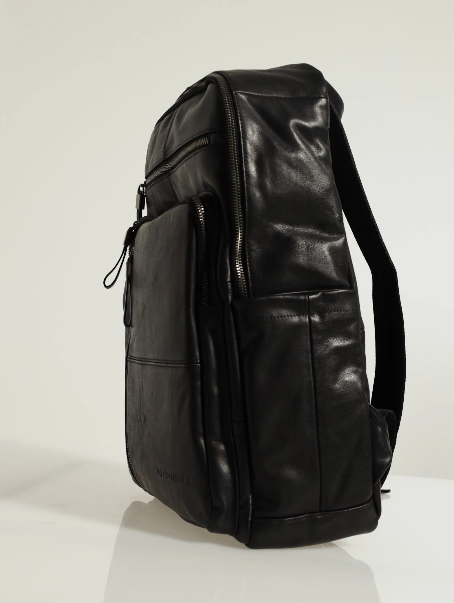 Leather Zipped Backpack - Black - Image 2