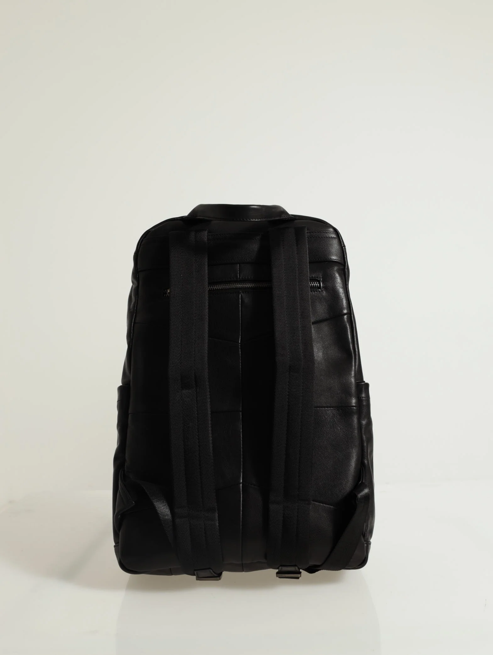 Leather Zipped Backpack - Black - Image 3