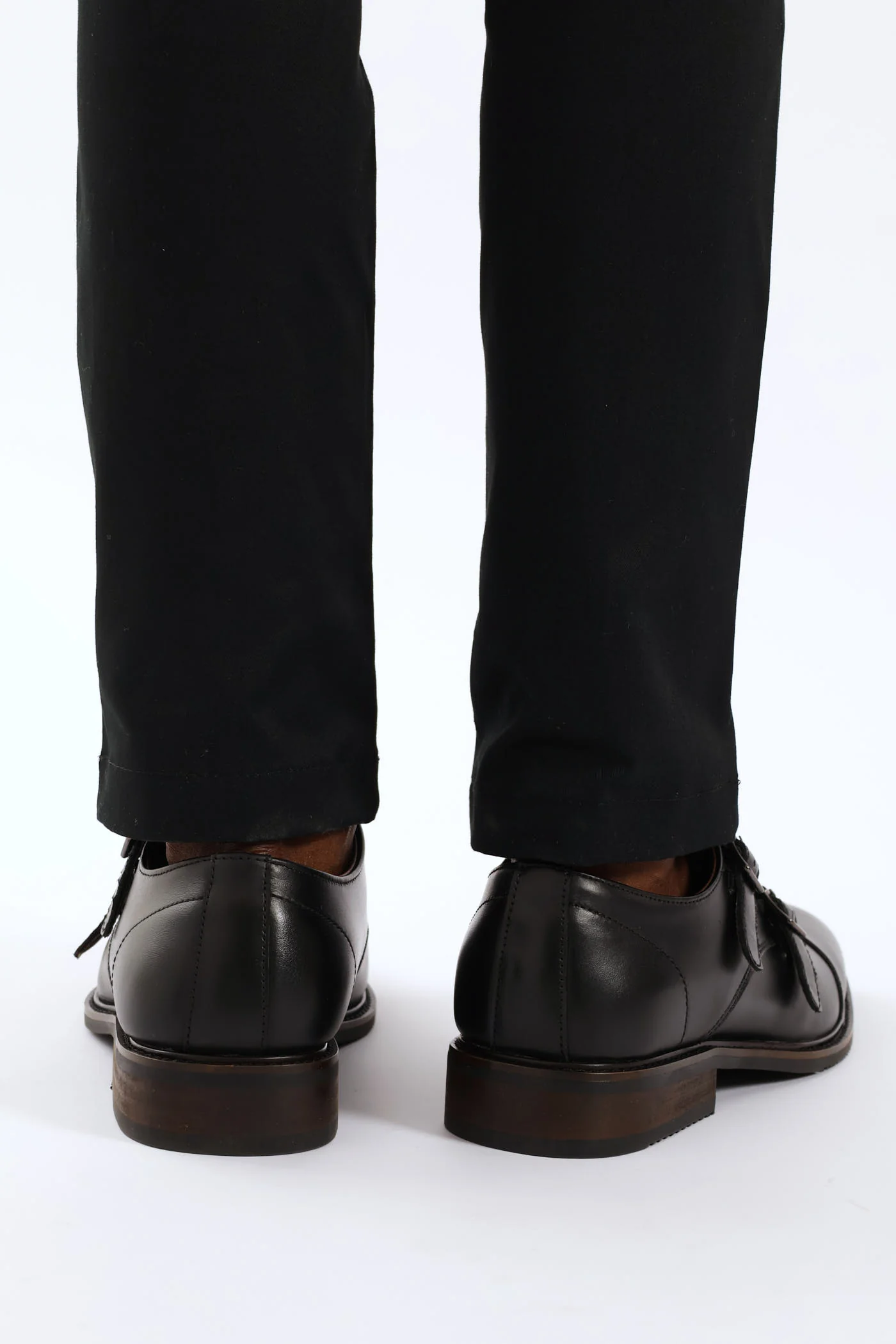 Leather Double Buckle Monk Shoe - Black - Image 4